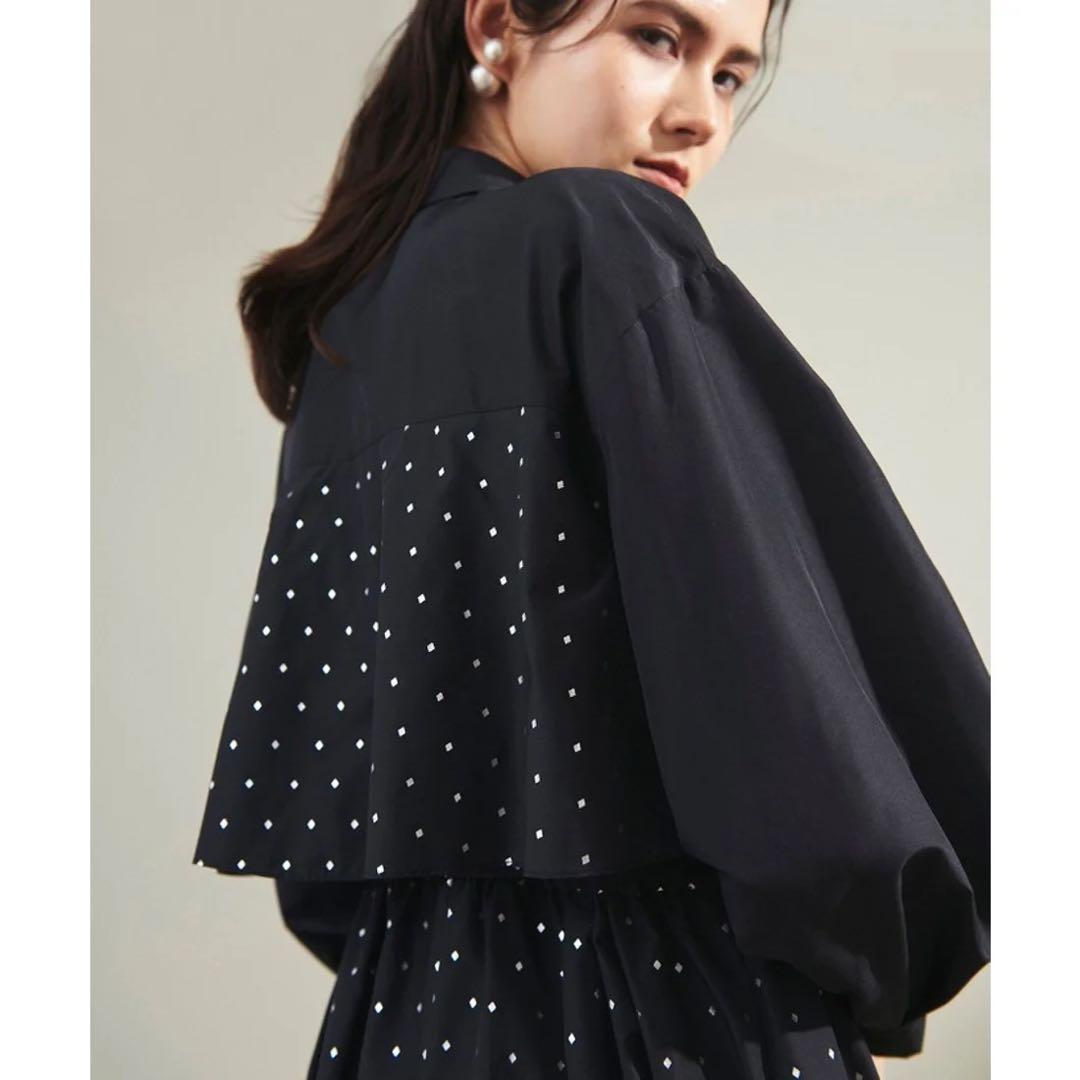 【美品】グレースコンチネンタル 箔ドットシャツワンピース