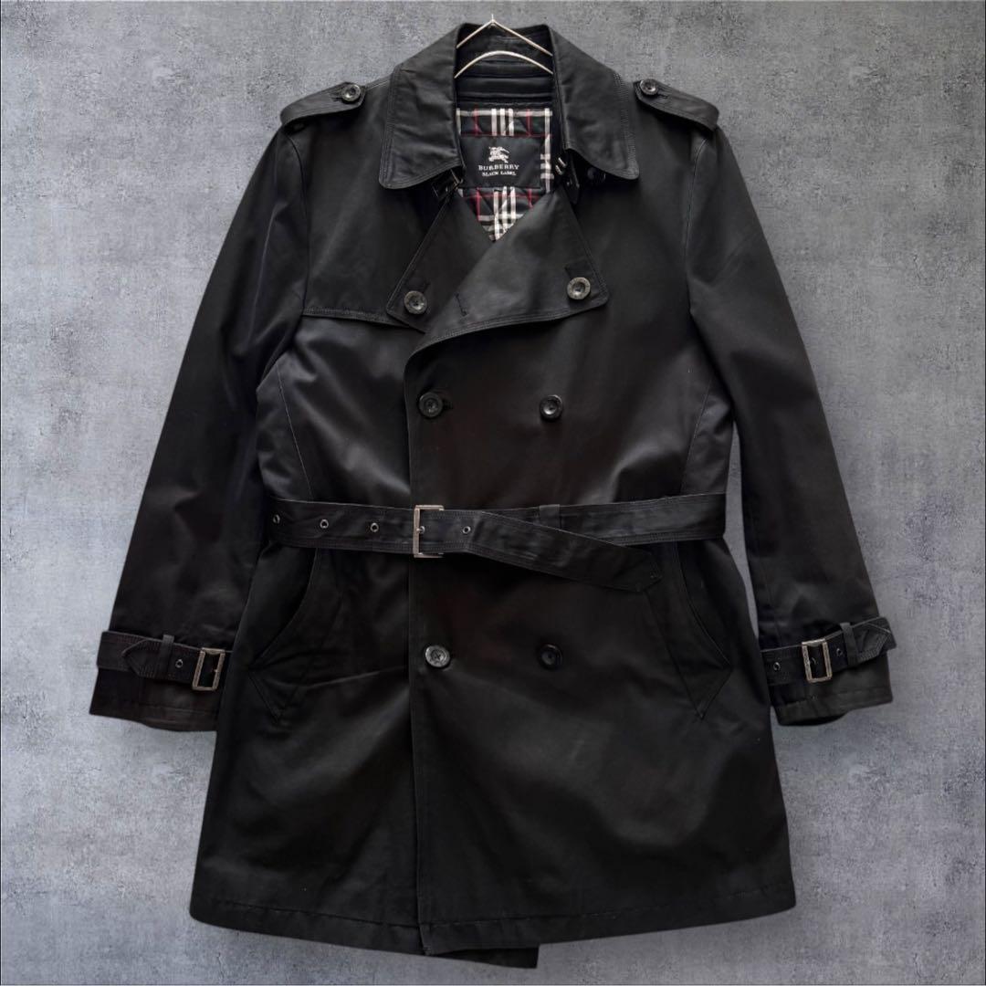 バーバリーブラックレーベル トレンチコート ライナー ノバチェック Lサイズ 黒