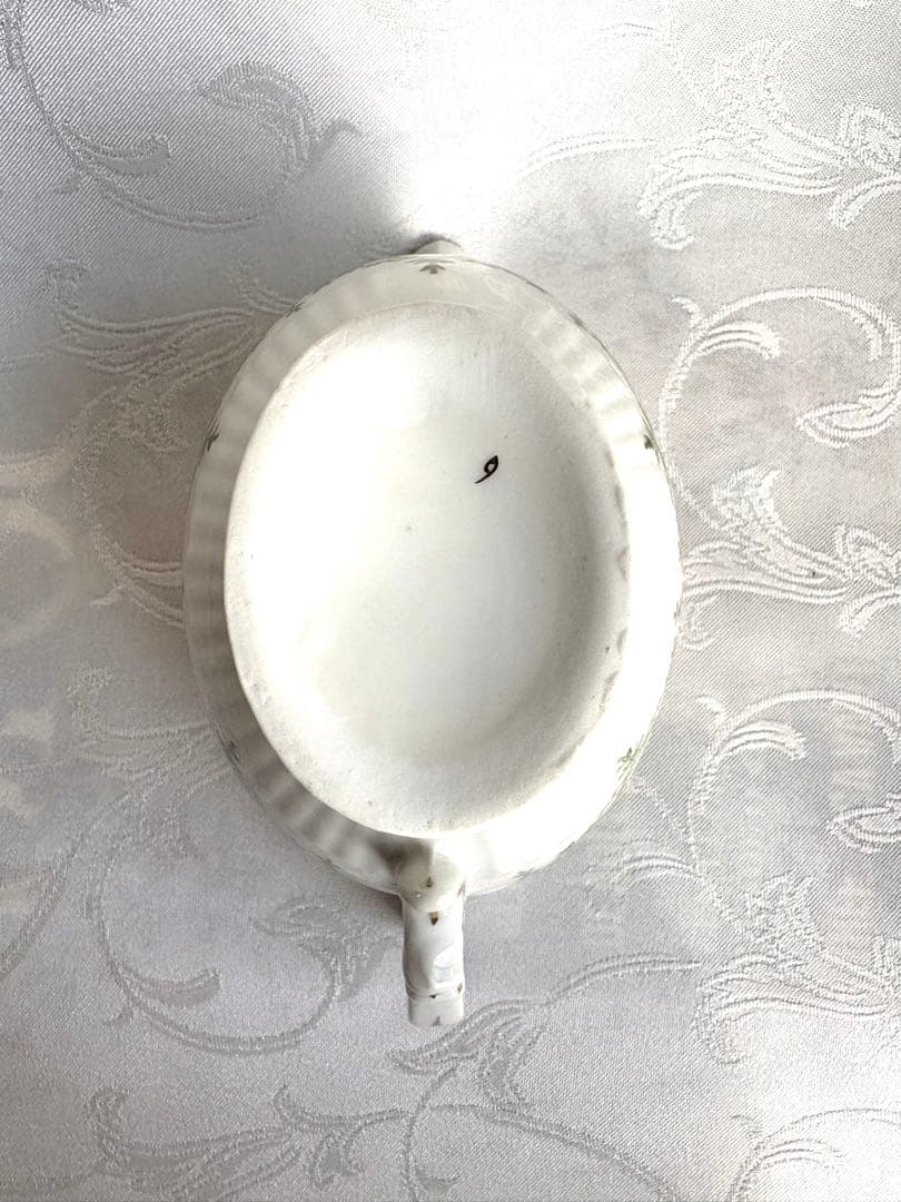 フランスアンティーク　金彩　リボン&フラワーリース　ティーセット　ボンボニエール