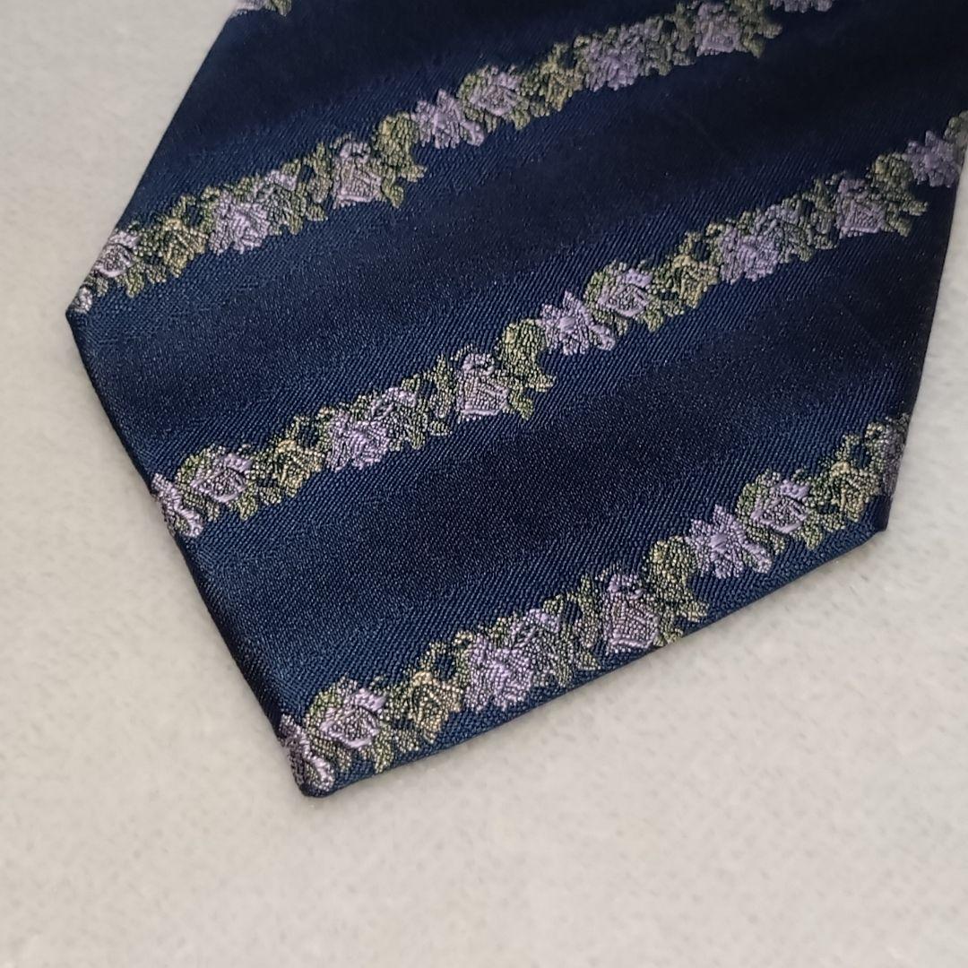 極美品■ジャンポール・ゴルチエ　ネクタイ　レジメンタル花柄　ボタニカル