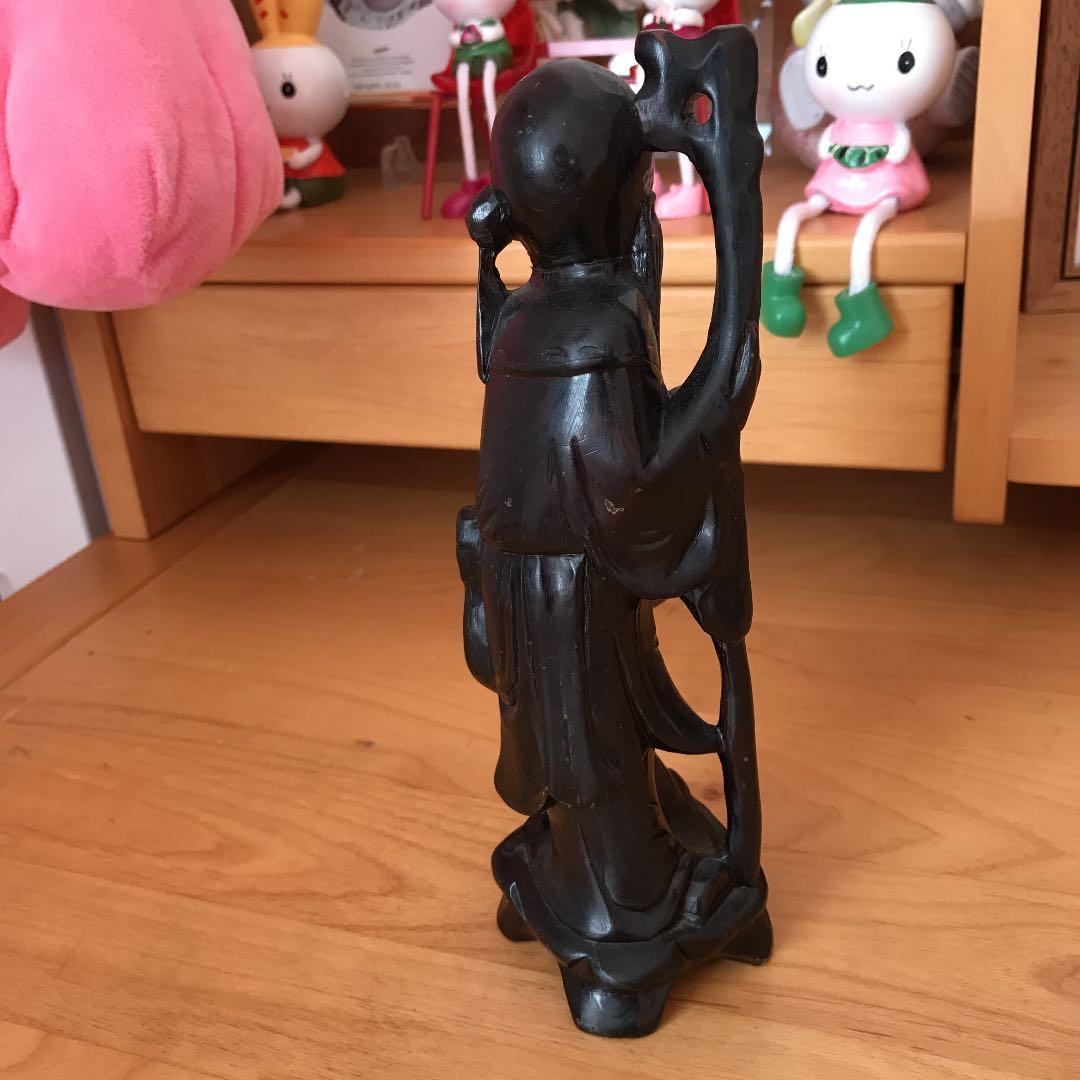 木彫　寿仙人　唐木　黒檀　年代物