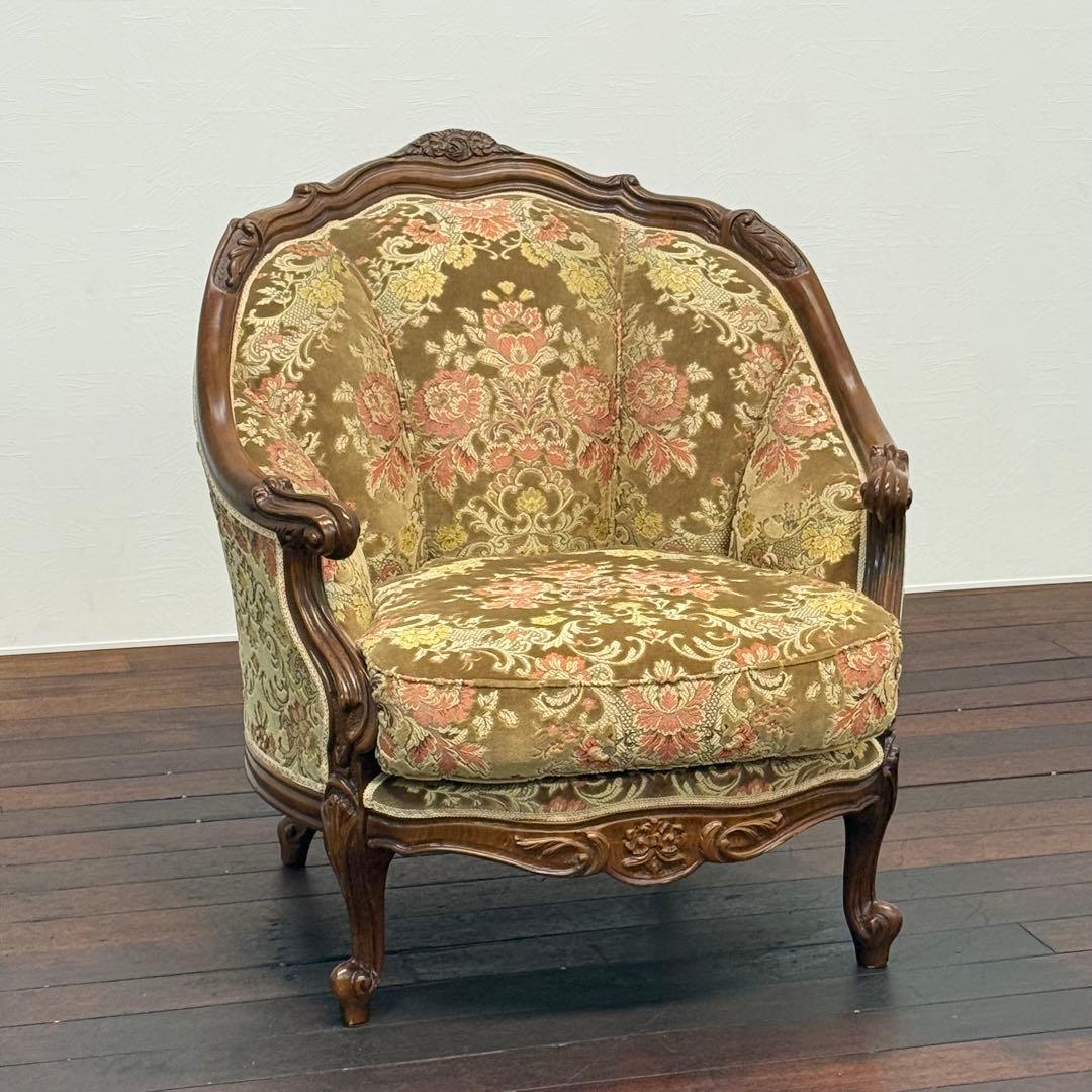 H110K42b イタリア製 金華山張り1人掛けソファ