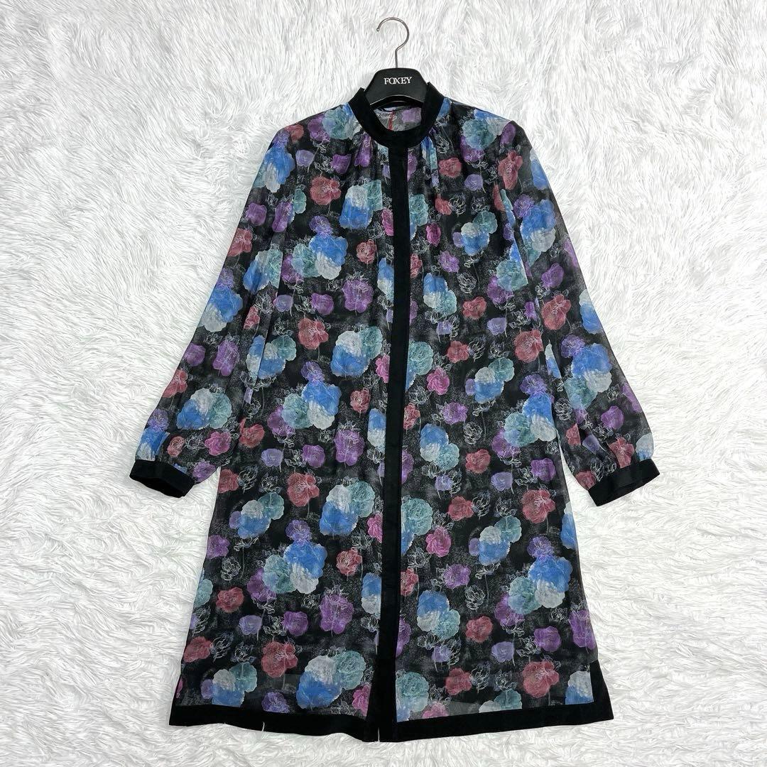 新品タグ付★VIVIENNE TAM★花柄 フラワー シャツワンピース 透け感