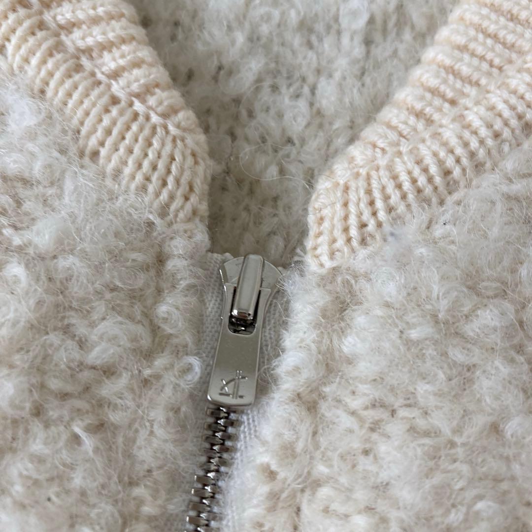 23区✨大きいサイズ2XL ボアコート　ブークレウール　アルパカ　ニット ジップ