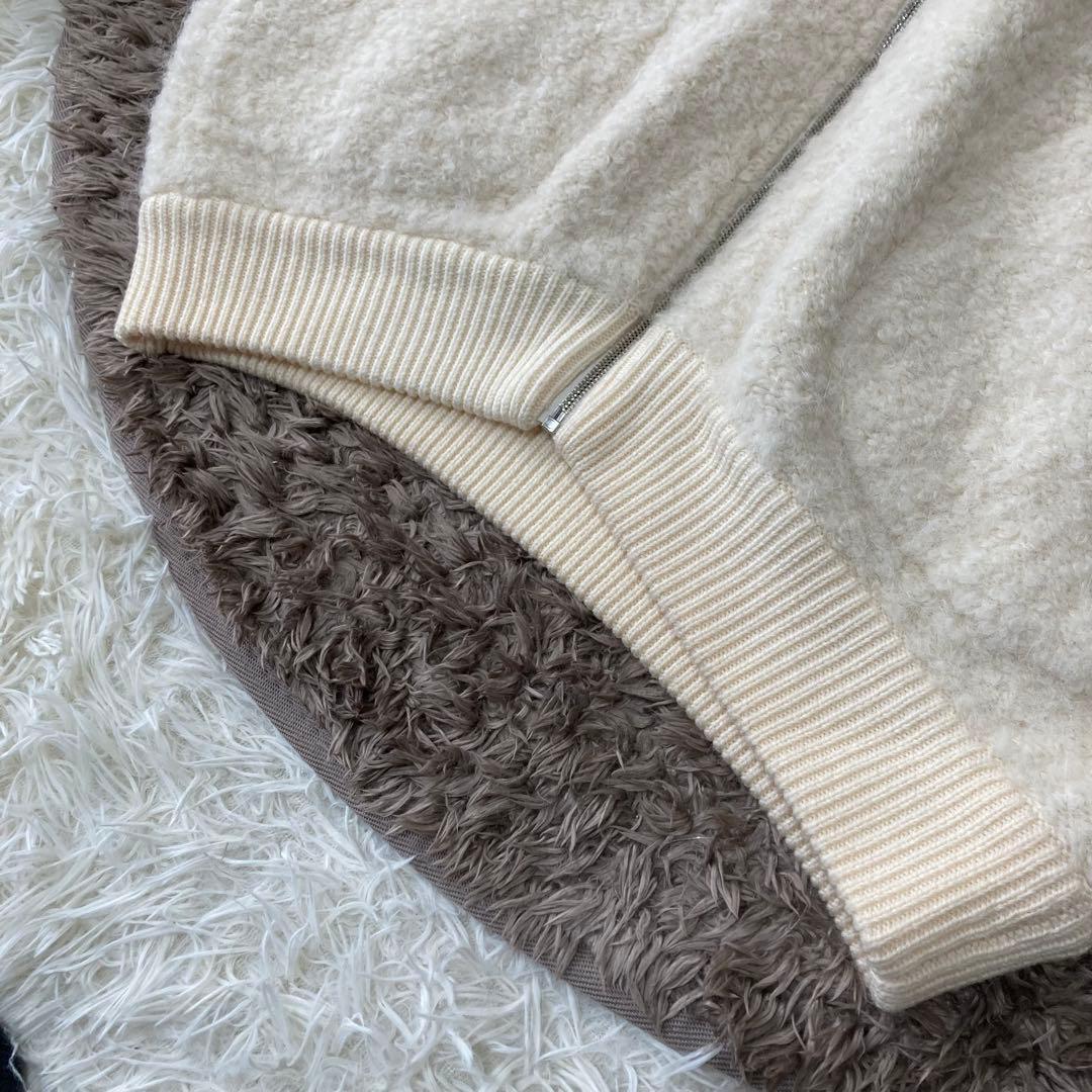 23区✨大きいサイズ2XL ボアコート　ブークレウール　アルパカ　ニット ジップ