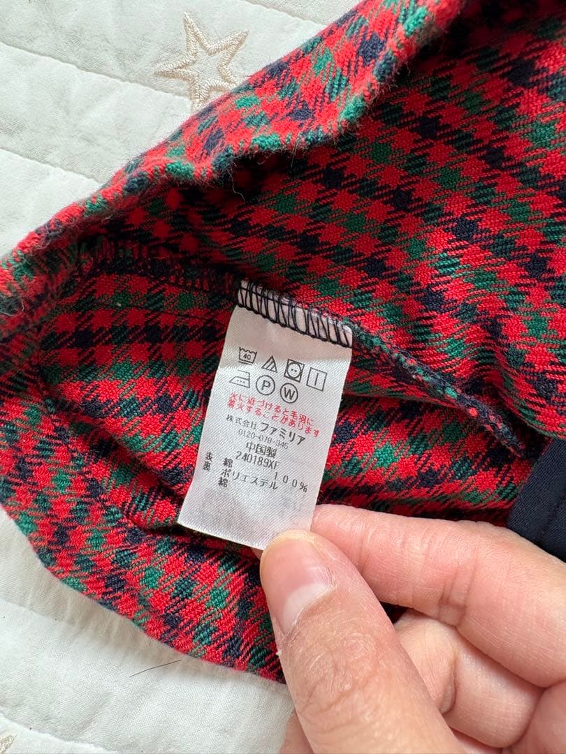 美品　familiar チェック柄ワンピース 90