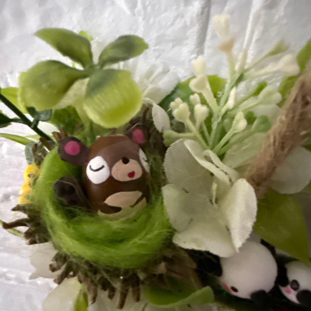 どんぐりアート♡タペストリー風ライト付きオブジェ2点　二段リース　計3点♡