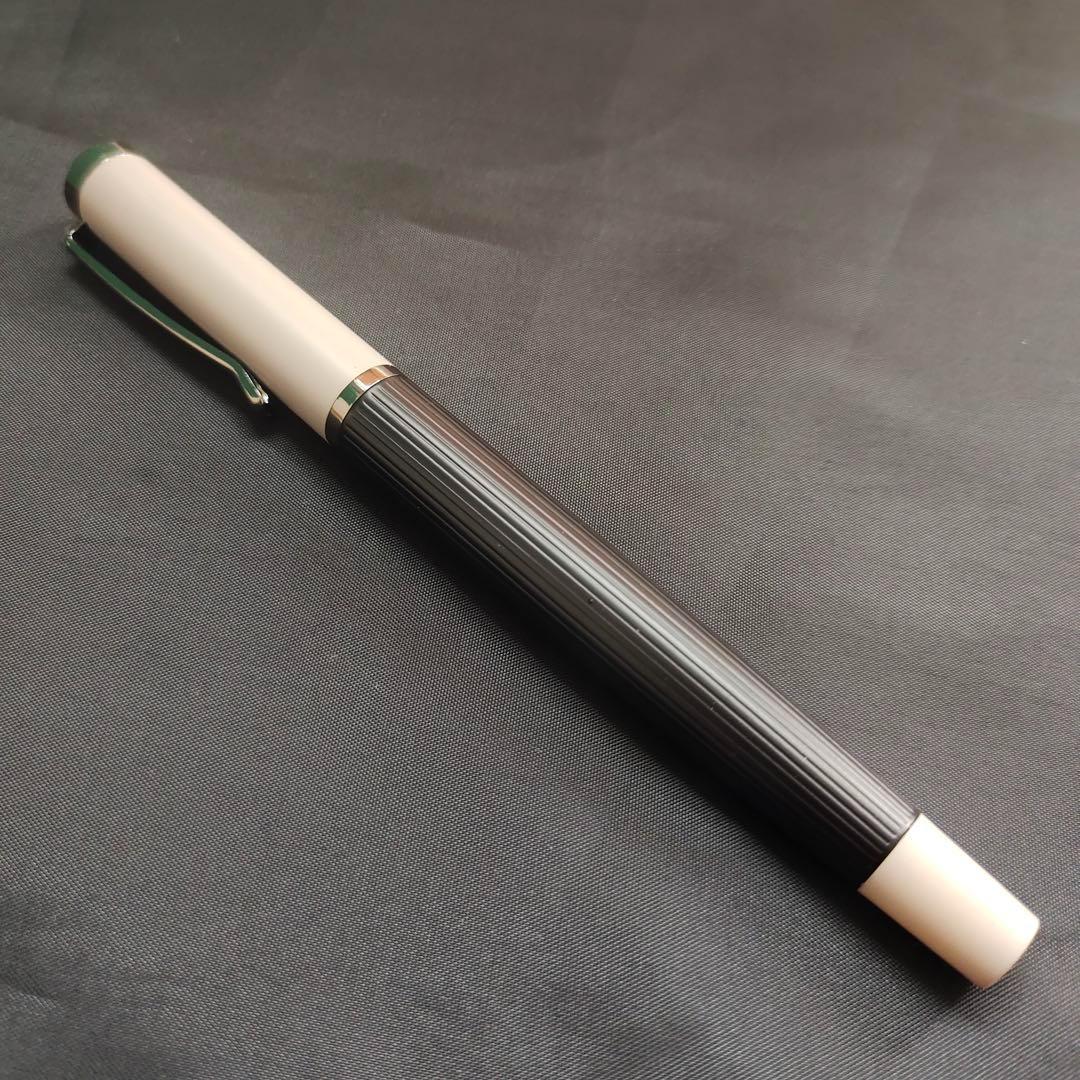 @エレガントな万年筆 黒と白のストライプ