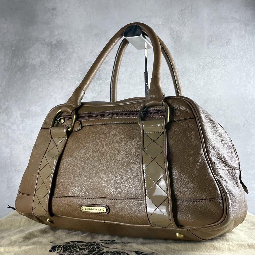 美品✨ BURBERRY ボストンバッグ ノバチェック ベージュ レザー