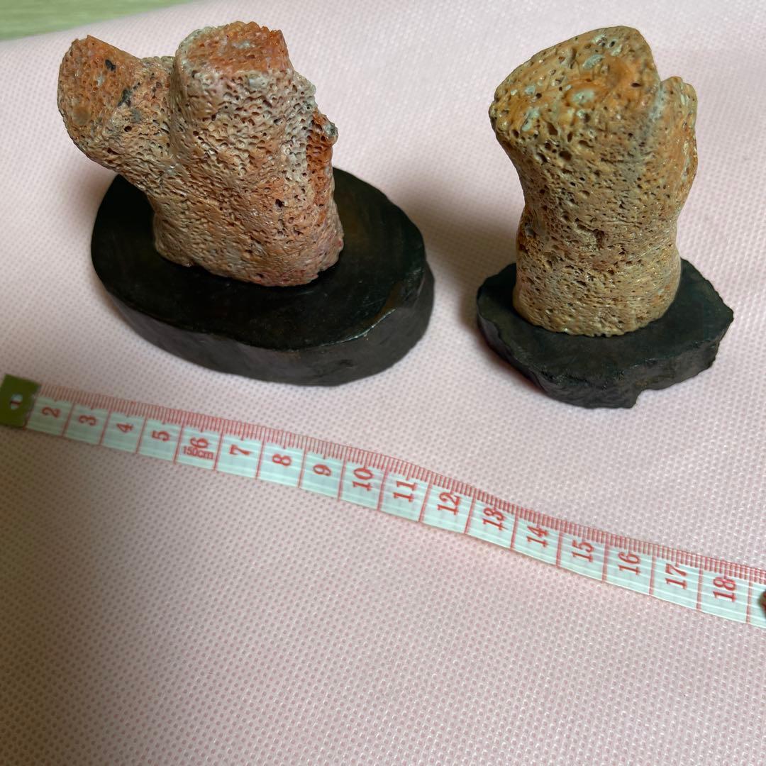 桃サンゴ？　珊瑚風　置き物　2点まとめ売り