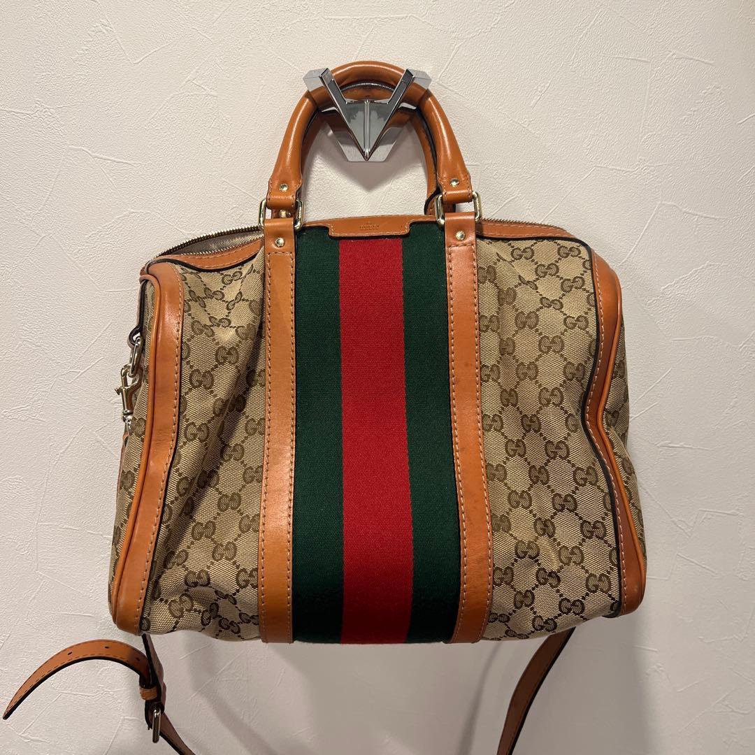 GUCCI ボストンバッグ ストライプデザイン