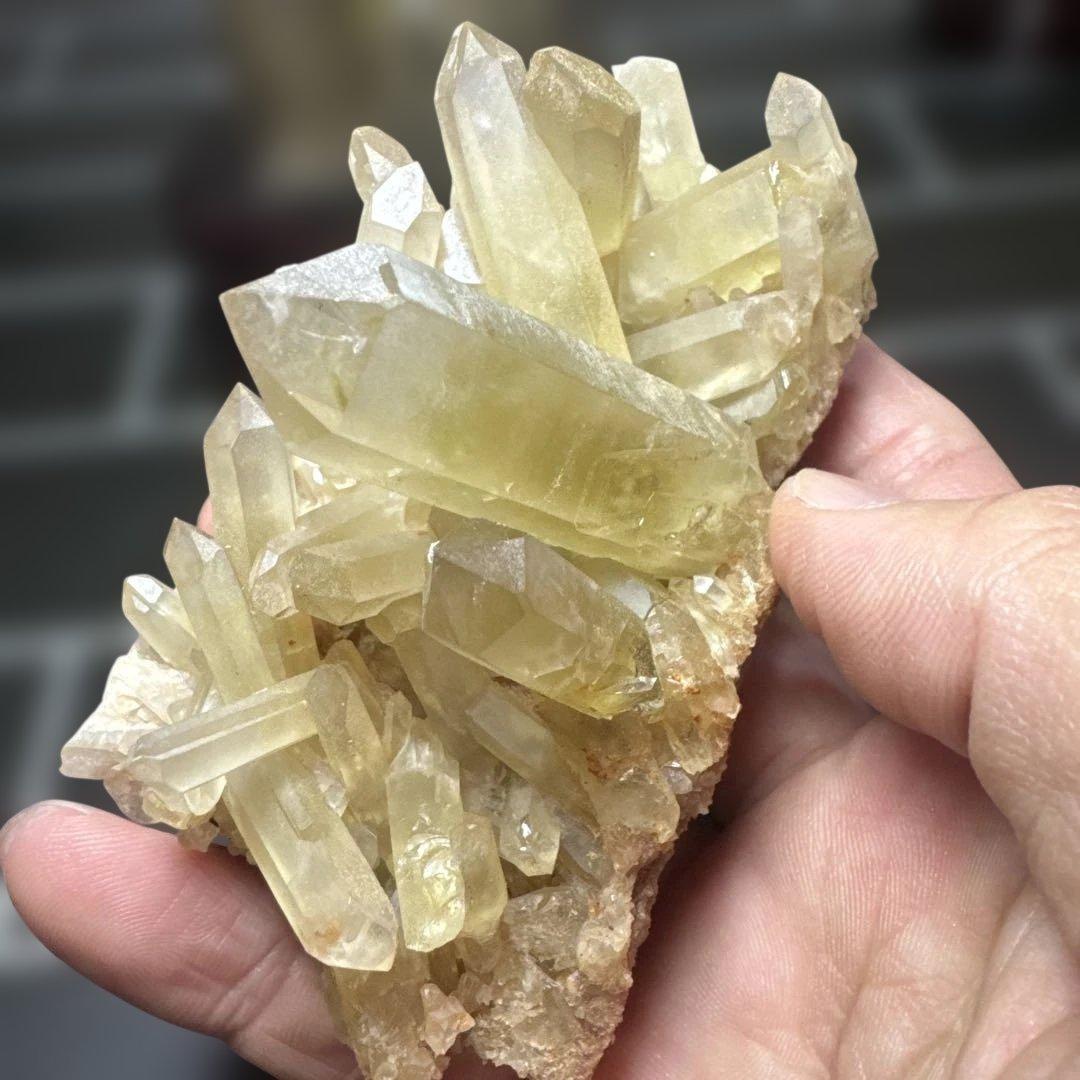 シトリン／スモーキシトリン原石 3点セット 台座付