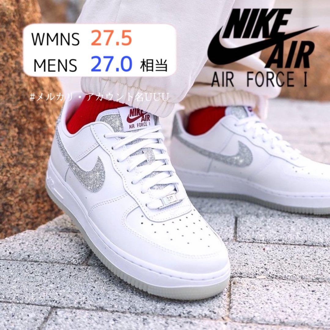 【新品27cm相当】NIKE｜W エアフォース１’07｜ホワイト/シルバー