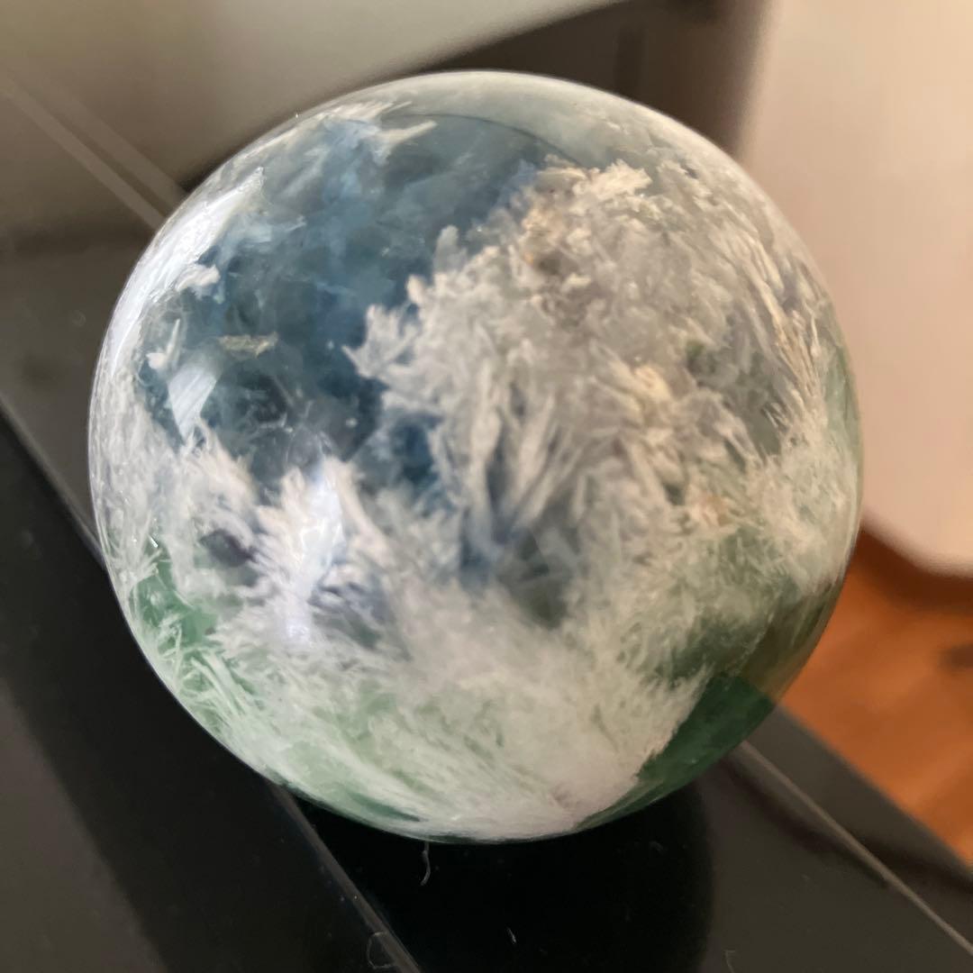 はち。さま専用ブルーグリーン　エンジェルフェザーフローライト　天然石置物