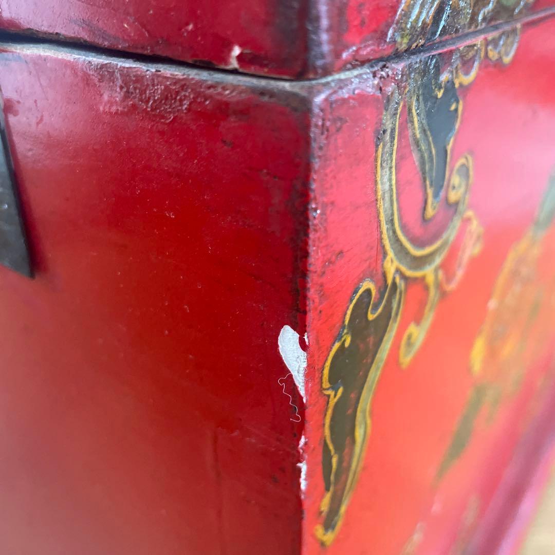 アンティーク　長持　中国家具　赤の木製箱