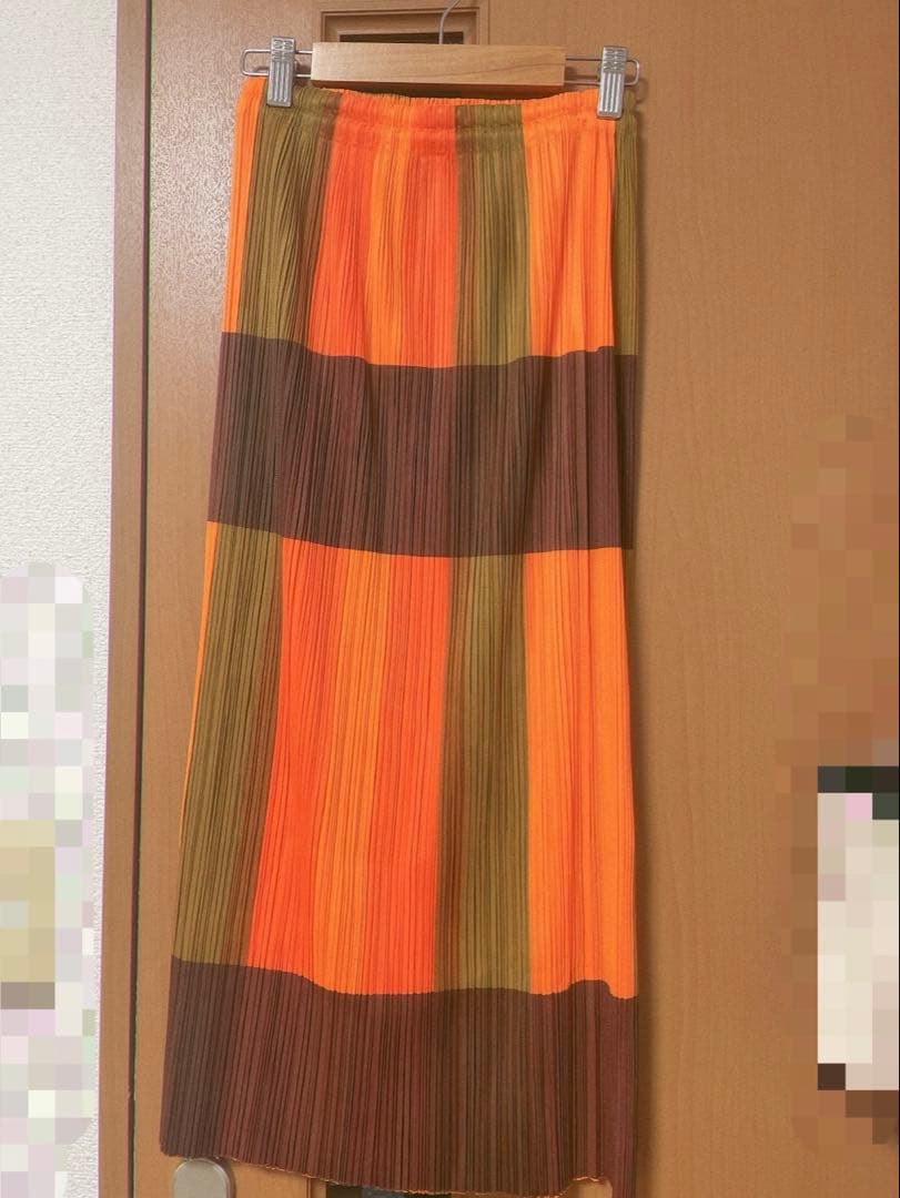 pleats please プリーツスカート オレンジブラウン