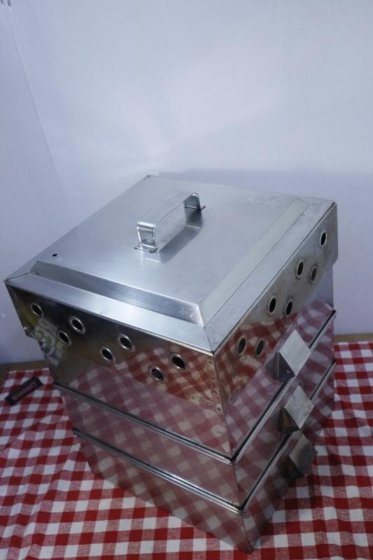 業務用 ステンレススチール 3段蒸し器 角蒸し器 40×40cm 底板取り外し可