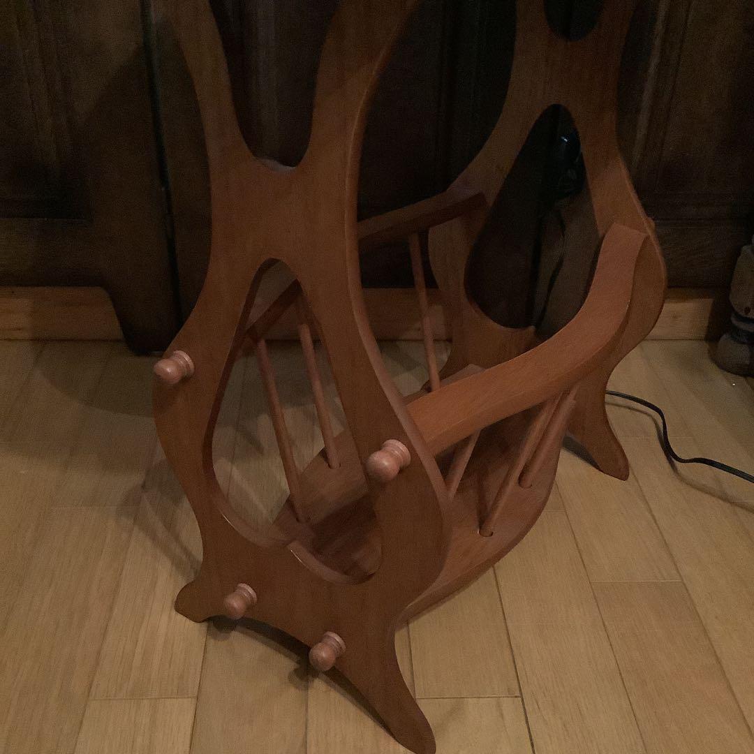 昭和レトロ　家具　木製　照明付き テーブル付き マガジンラック　サイドテーブル