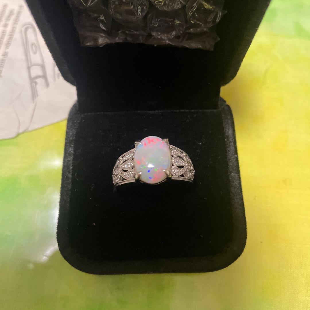 オパールプラチナ900 ダイヤモンド0.17 オパール2.20 8g