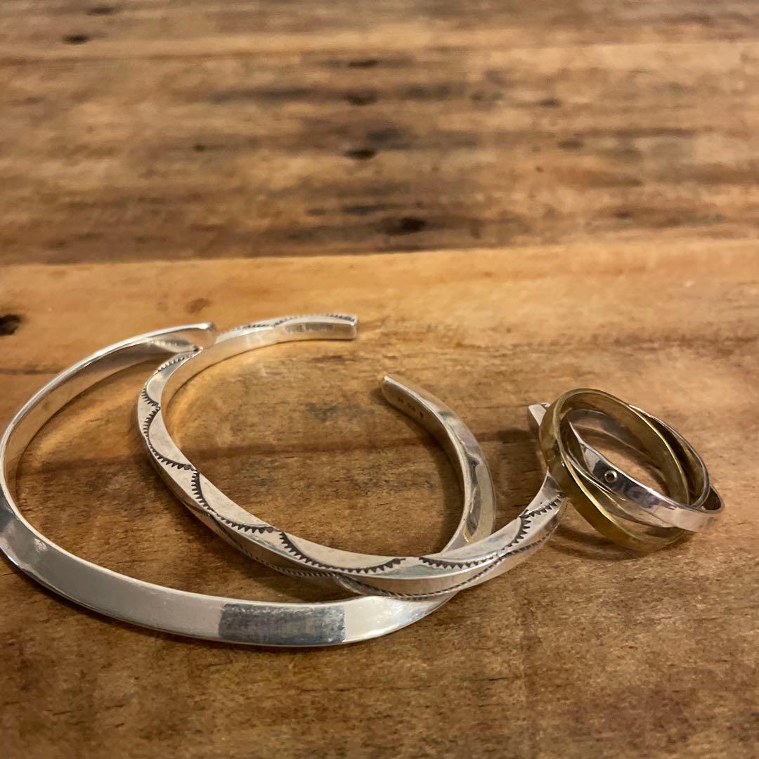 BEAMS３連シルバー ゴールド (23号）リング&バングル の3点セット