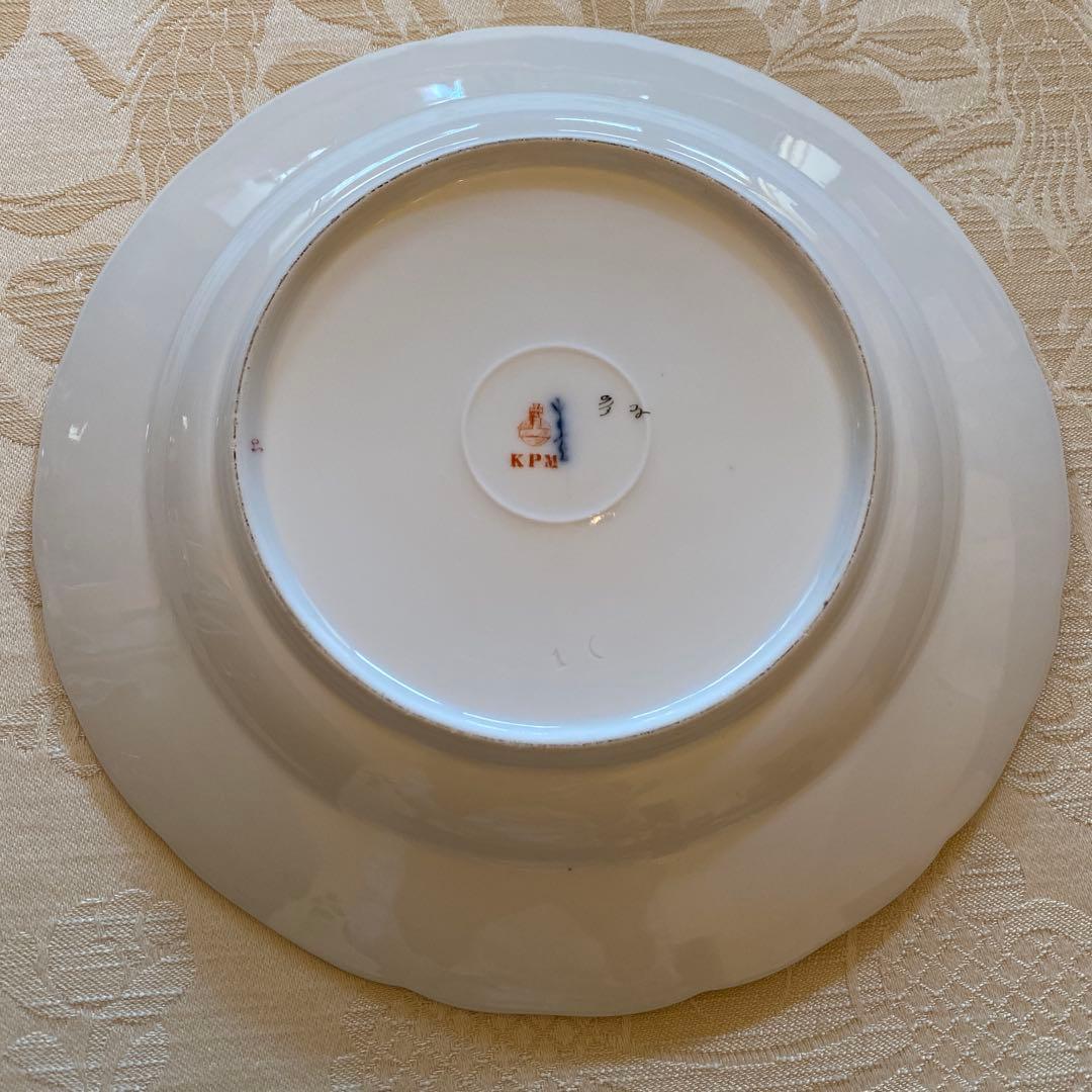 【KPMベルリン】印象派 印象主義「花と蝶」 金彩 レリーフ 皿／ランチョン皿