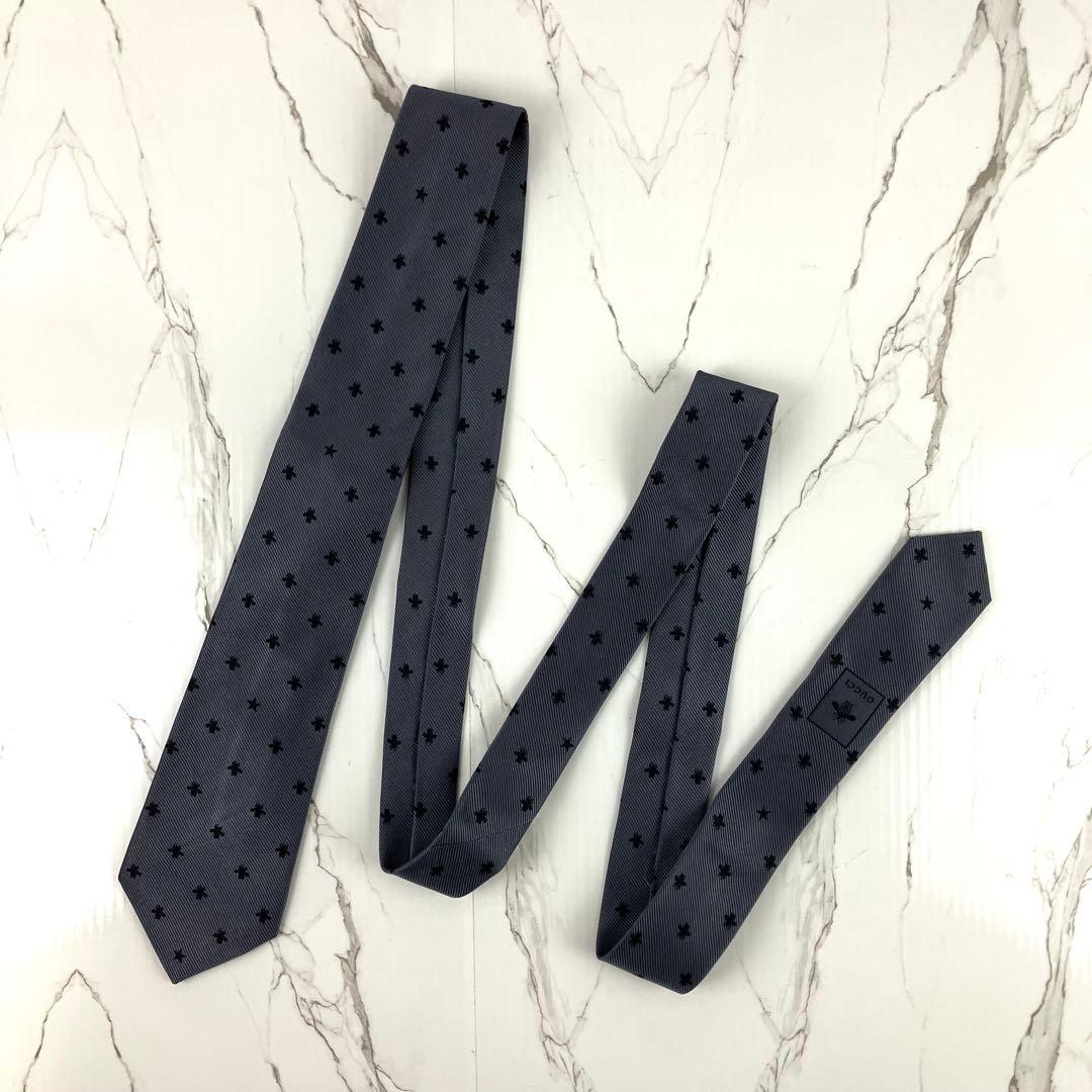 美品　現行モデル　GUCCI グッチ　ネクタイ　蜂　星　ジャガード　グレー