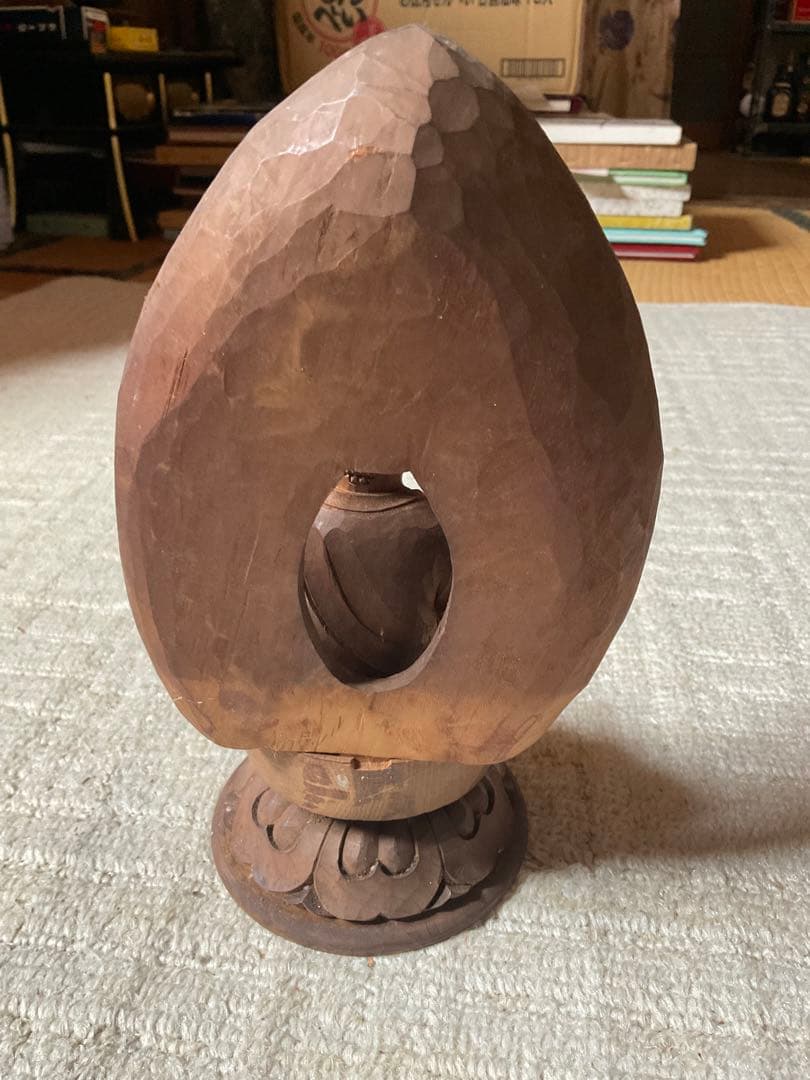 大正末期／木造・阿弥陀如来座像。【舟形後背含む22cm 3分割出来ます】。