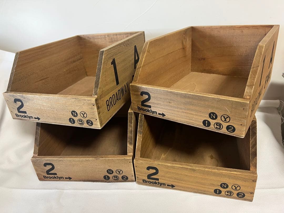 木製ボックス4個セット★ジャンク、アンティーク、メンズライク、コベントガーデン