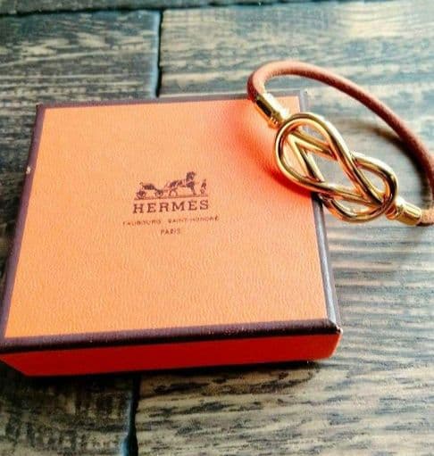 ★HERMES エルメス アタメ レザーブレスレット ゴールド