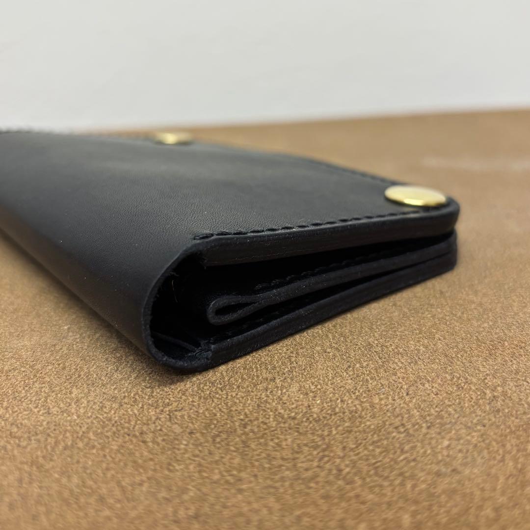 【サンプル特価品】　トラッカーウォレット　ミドル　黒　姫路レザー