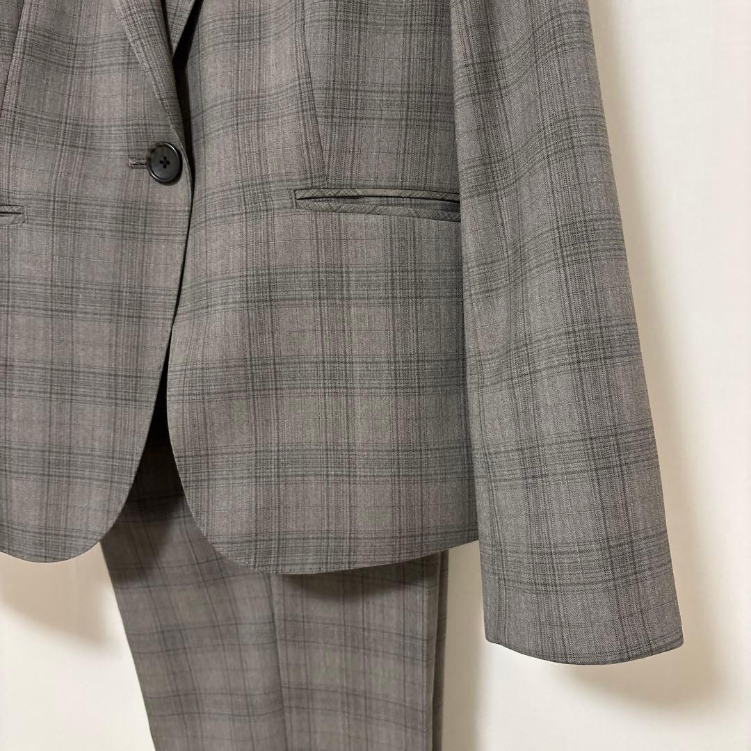 【美品】ビジネススーツ セットアップ パンツスーツ グレンチェック チェック柄