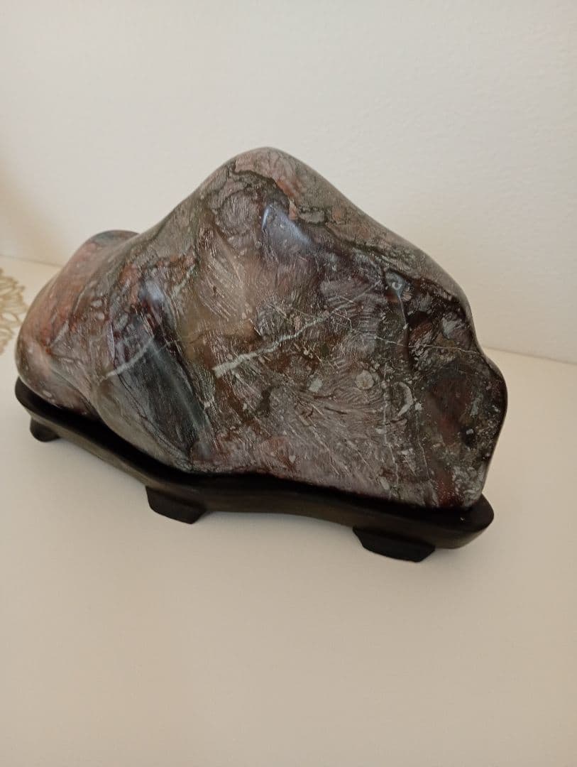 盆栽 鑑賞石 水石 置物 水石展 自然石 台座付 天然石 約26.5×16×9㎝