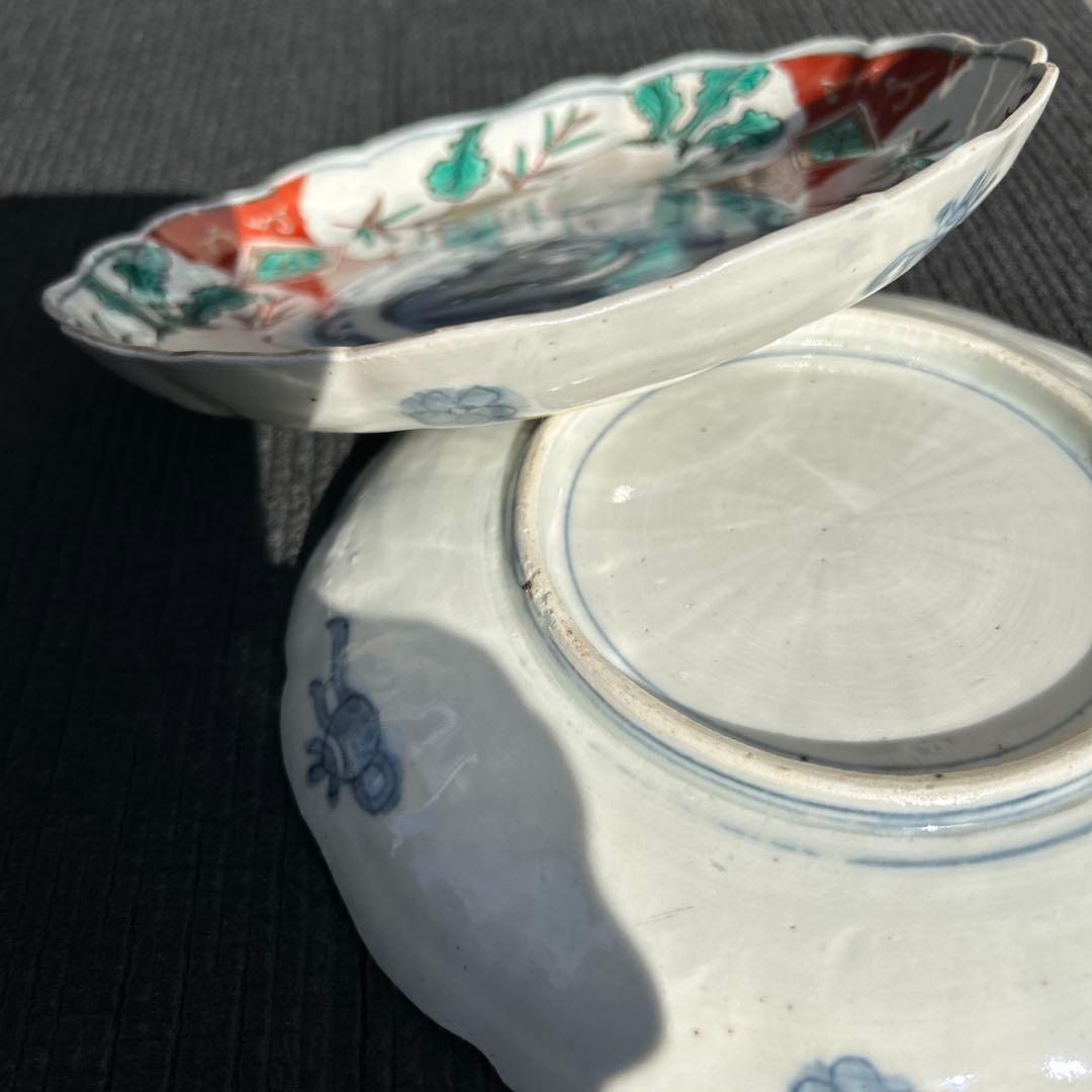 古伊万里　染め錦金彩皿　7寸×2枚。