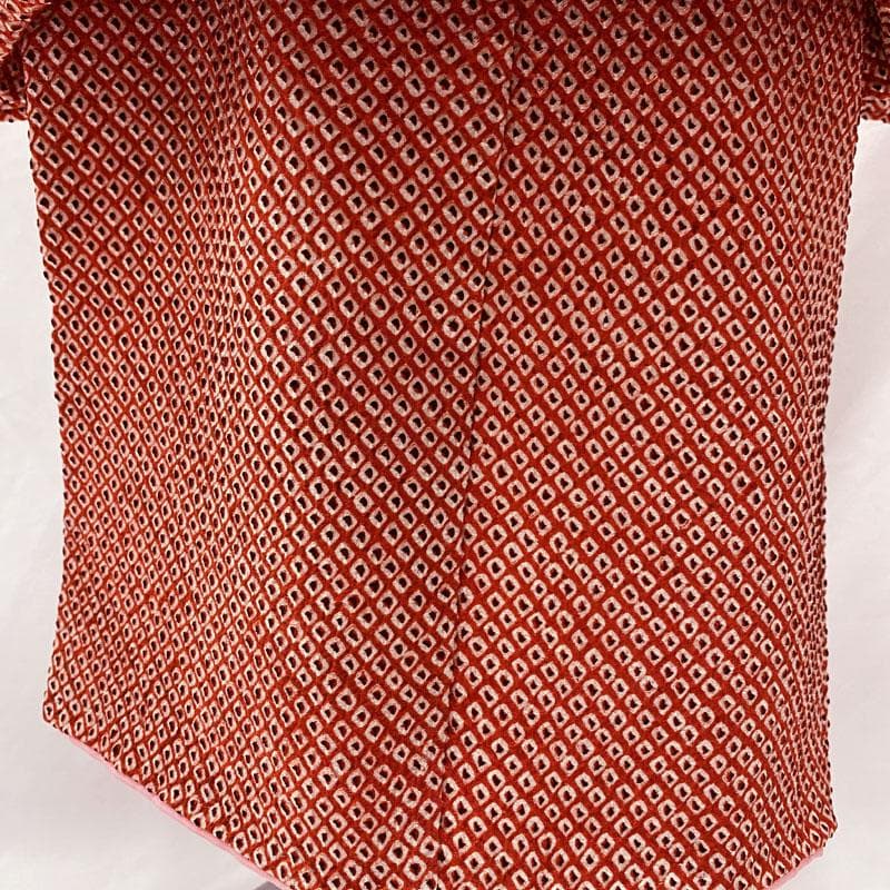 507ag1◎七五三 三歳 女児 お正月 節句 着物&被布&羽織 総絞り 赤黒◎