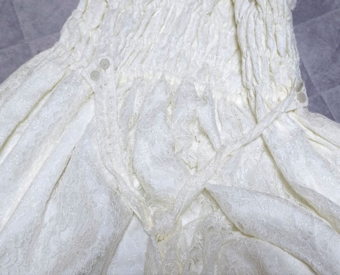 新古品 メタモルフォーゼ 総レースシャーリングJSK オフ白