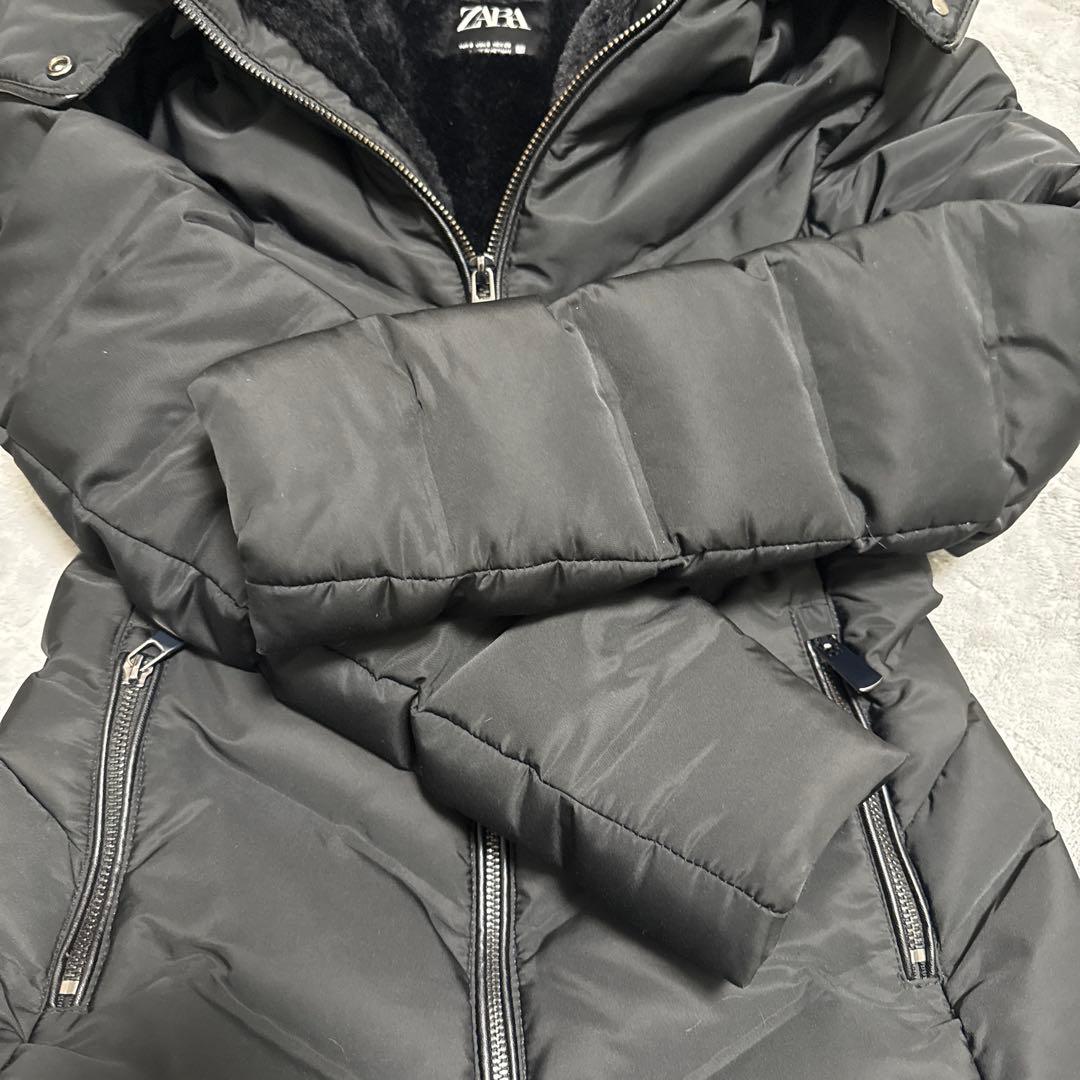 3way ZARA ザラ ダウンジャケット ボア ファー付き ブラック S