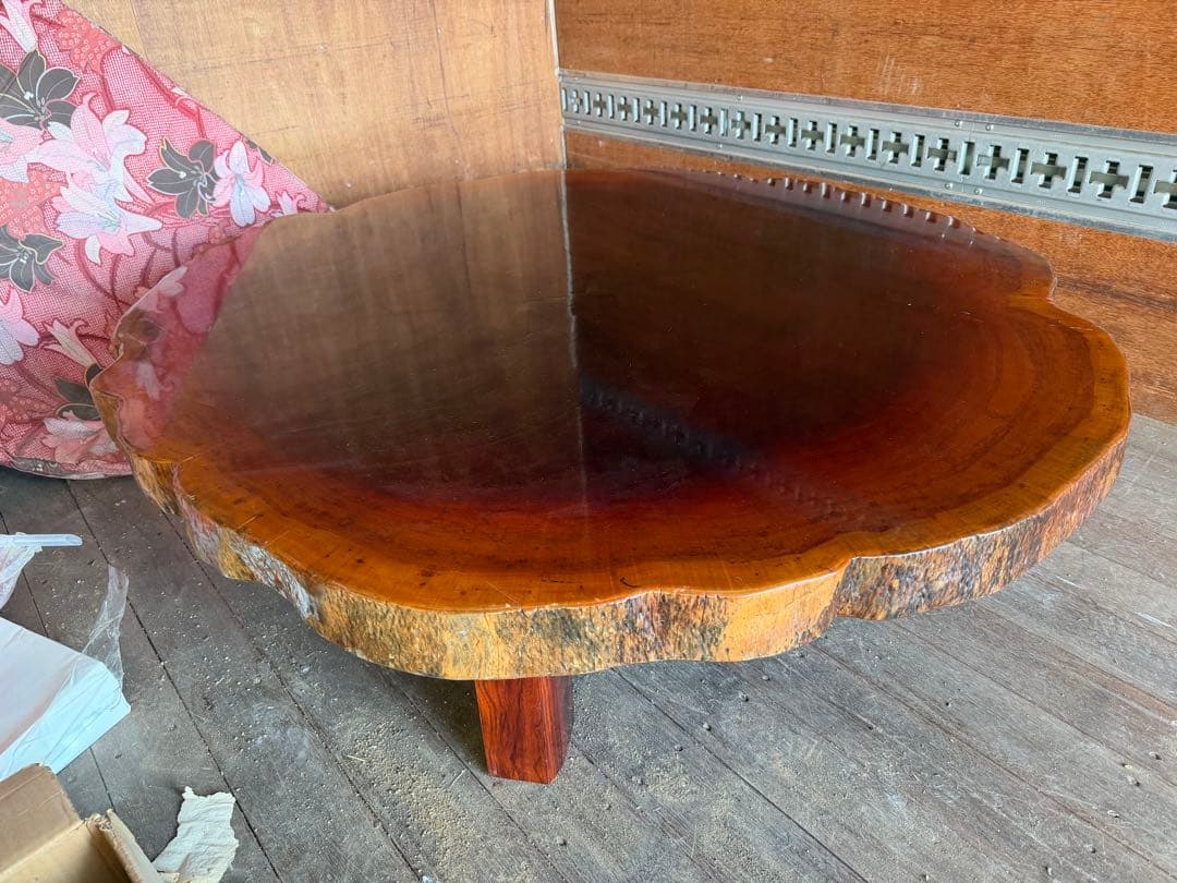 天然木 欅材 けやき 一枚板 座卓テーブル 輪切り 和家具 ちゃぶ台 総無垢材