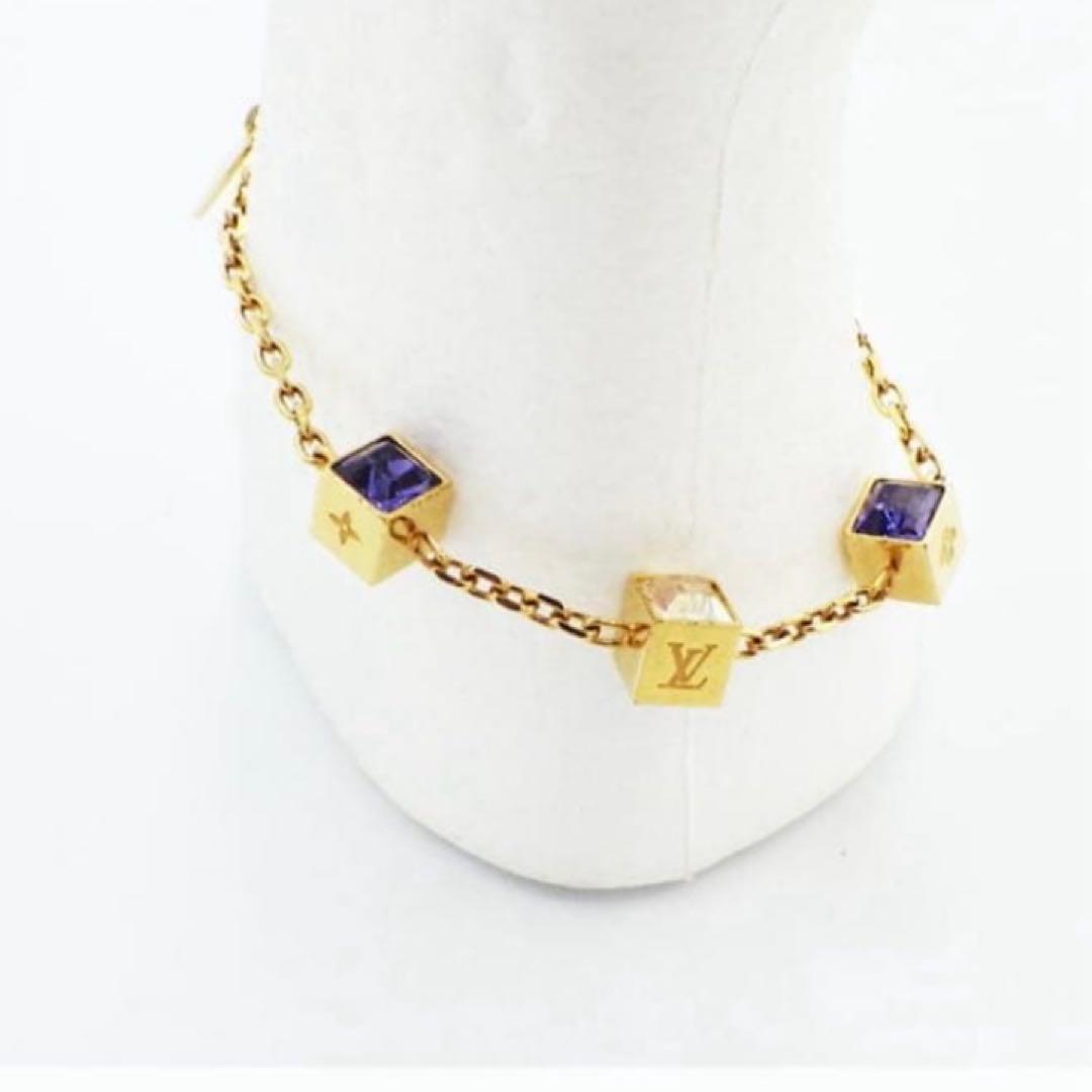 LOUIS VUITTONブレスレット ブラスレギャンブル パープル×クリア金紫