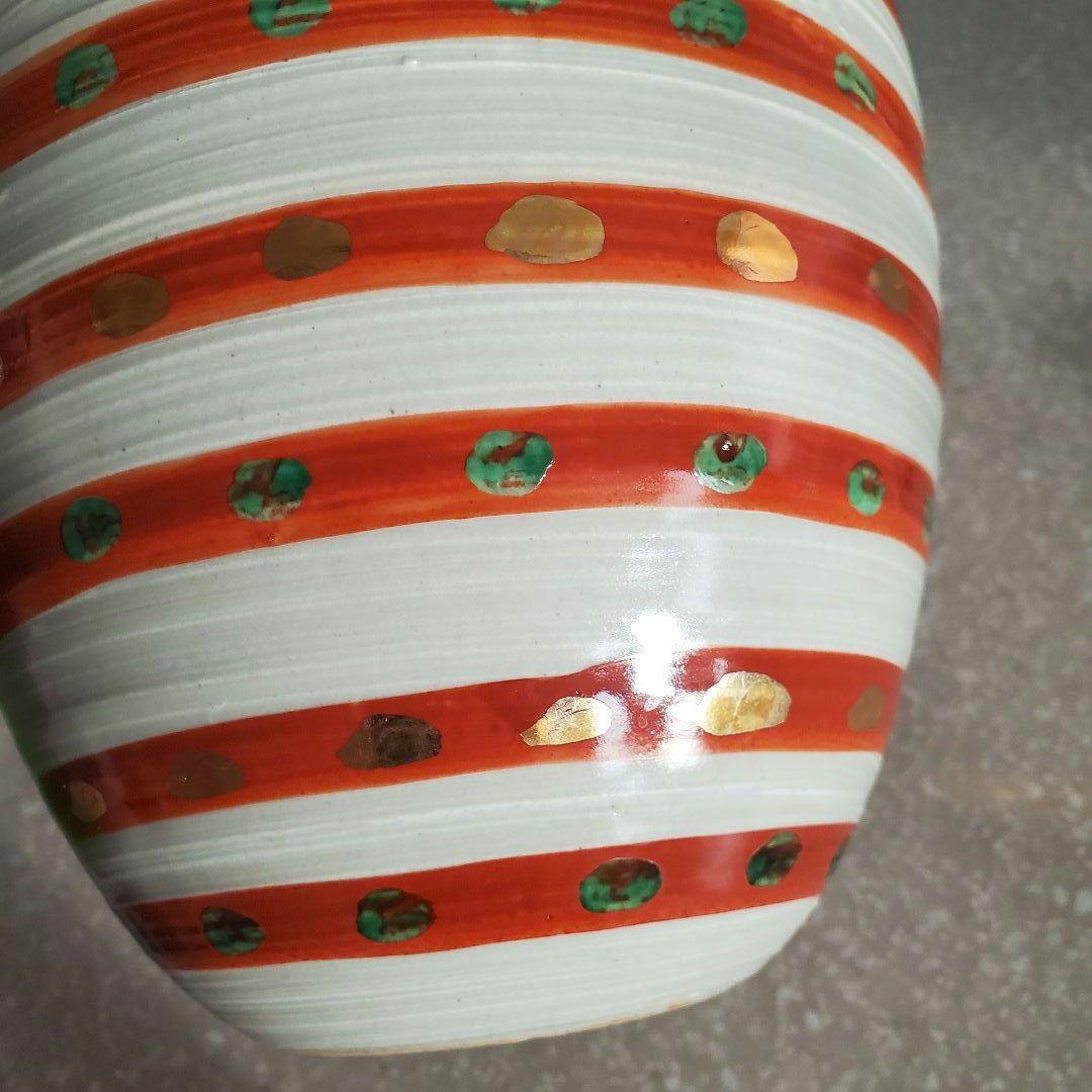 vintage * 赤絵点紋花瓶 花器 木箱入り