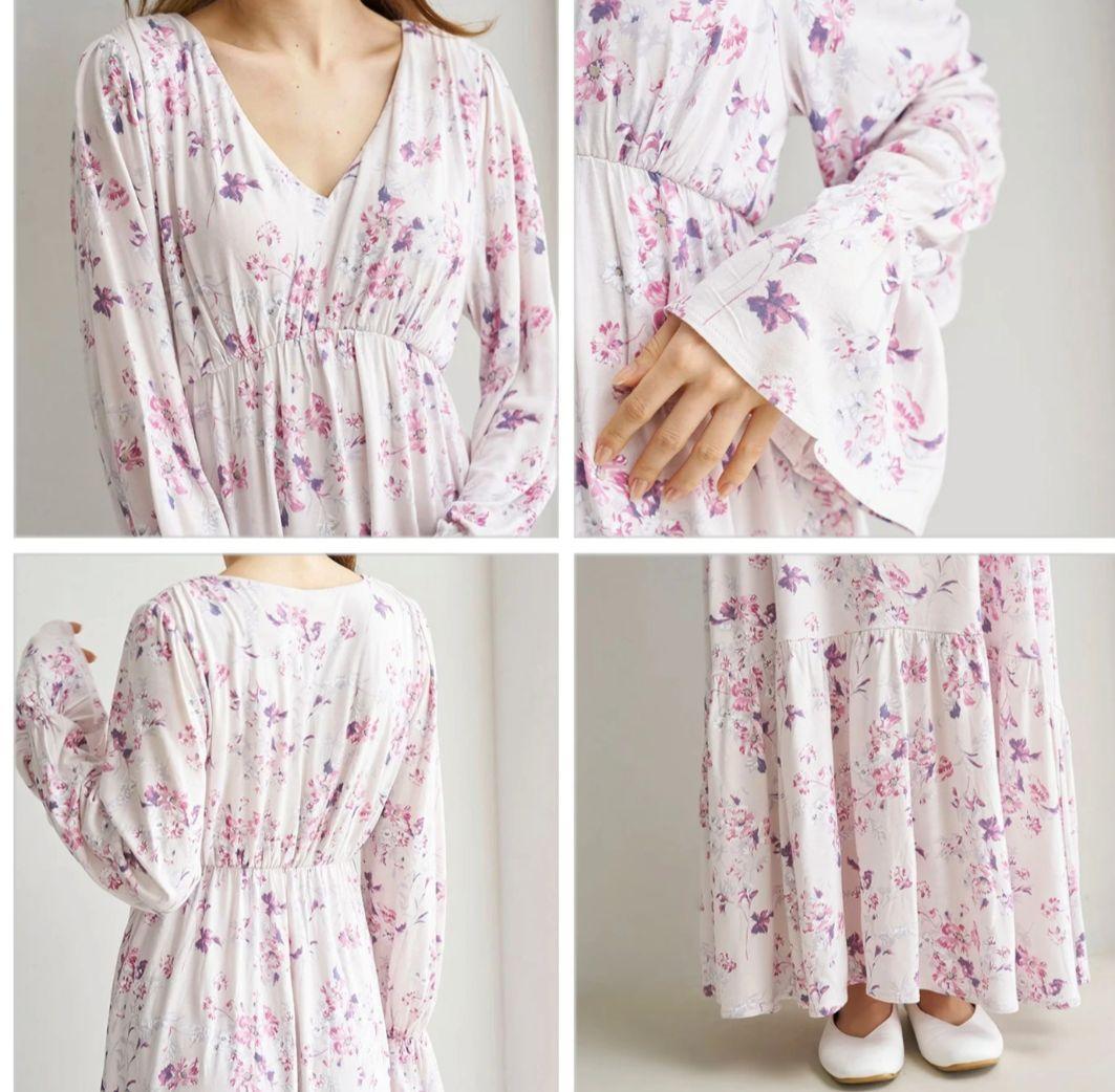 新品未使用ジェラートピケ gelato pique 花柄カップイン長袖ワンピース