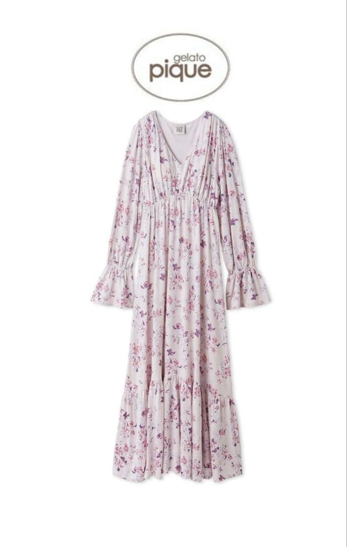 新品未使用ジェラートピケ gelato pique 花柄カップイン長袖ワンピース