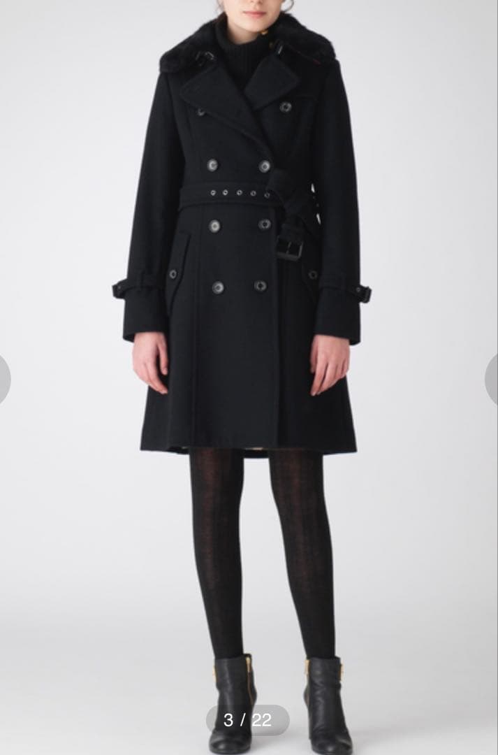 BLUE LABEL CRESTBRIDGE/メルトントレンチコート/38/黒