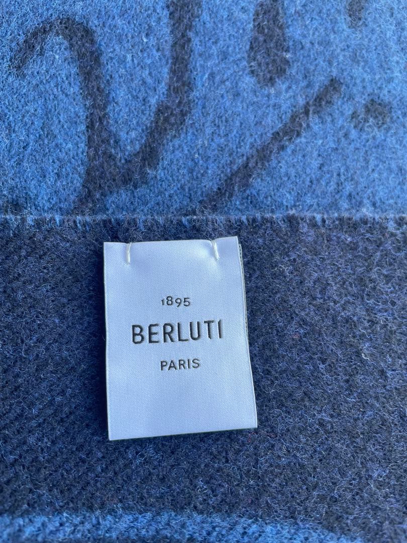 BERLUTI ベルルッティ　ネイビー　ストール　マフラー　新品未使用箱つき