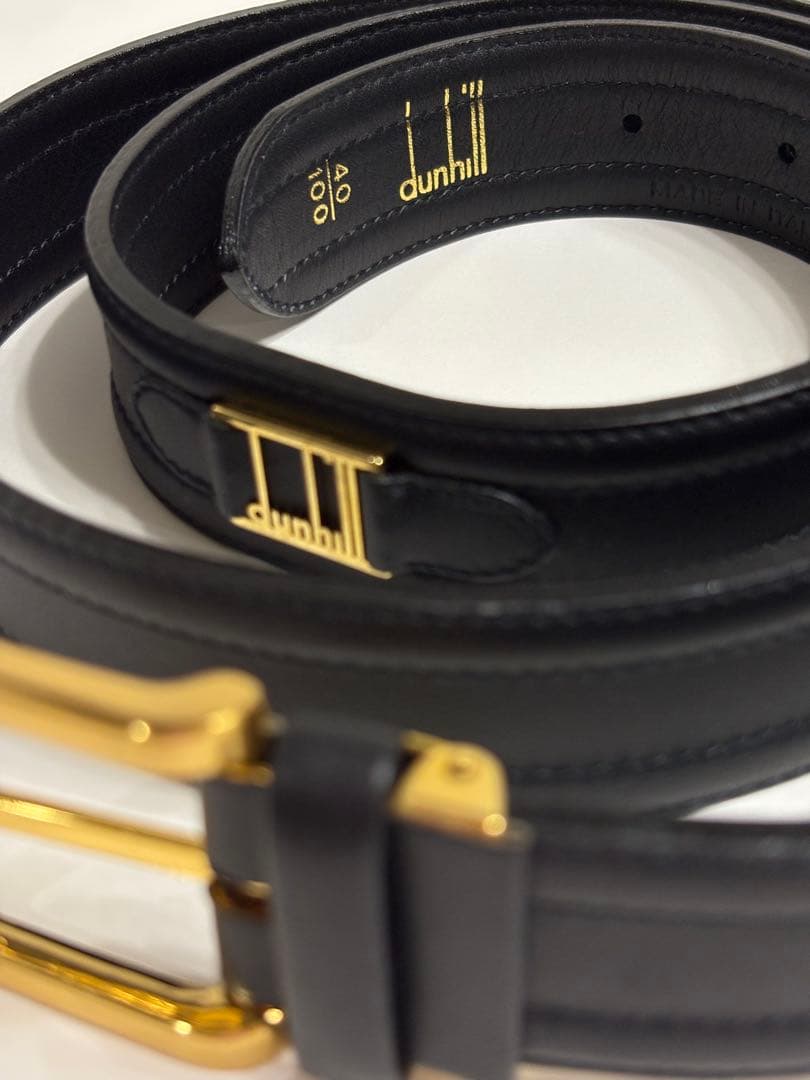 新品未使用⭐️dunhill ブラックレザーベルト ゴールドバックル