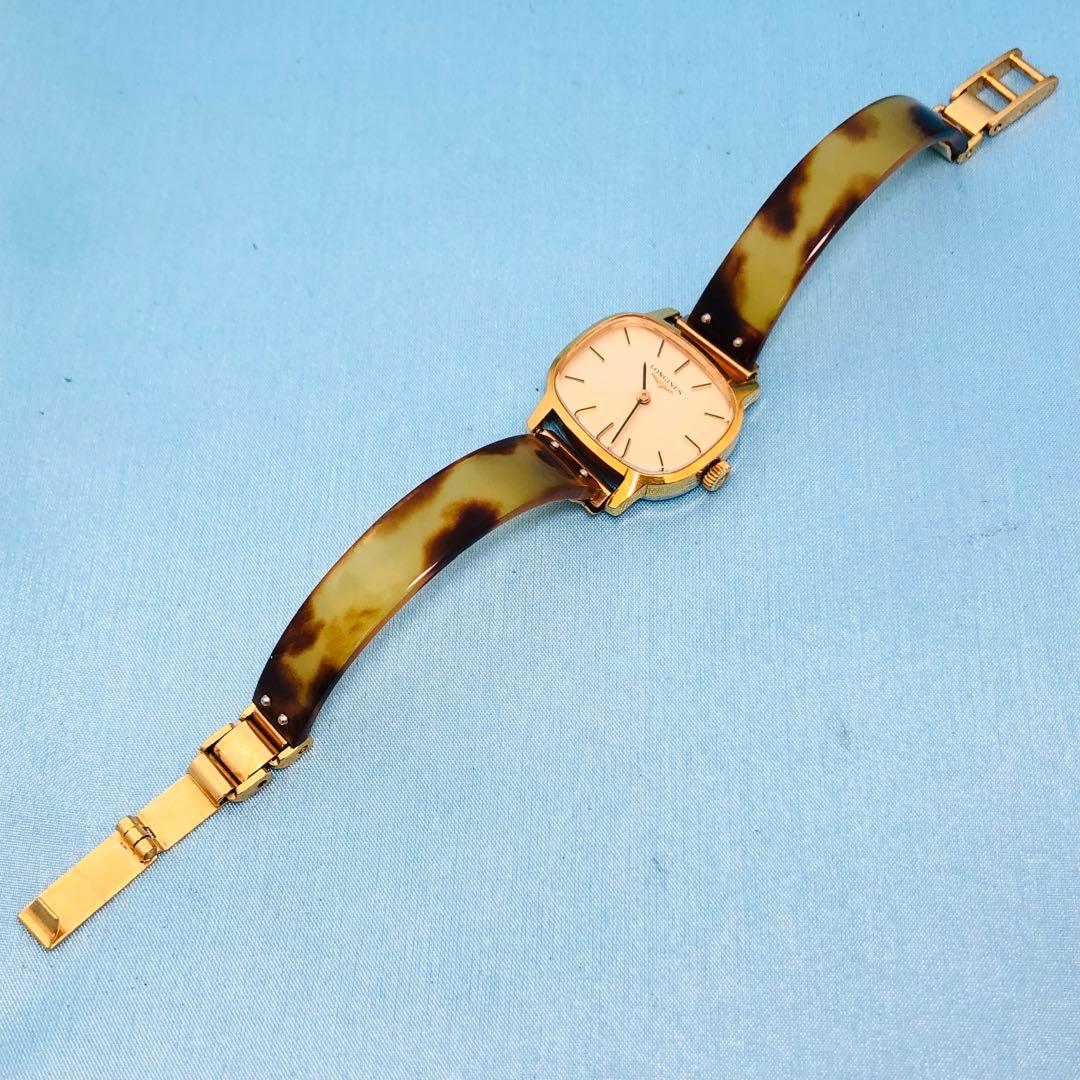 ロンジン 鼈甲ベルト 手巻き レディース腕時計 稼働品