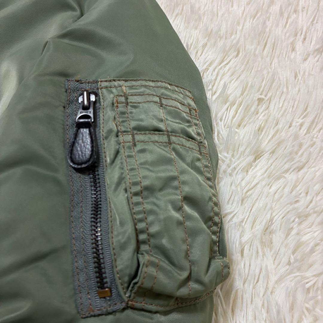 AVIREX フライトジャケット アーチロゴ コマーシャルロゴ M カーキ