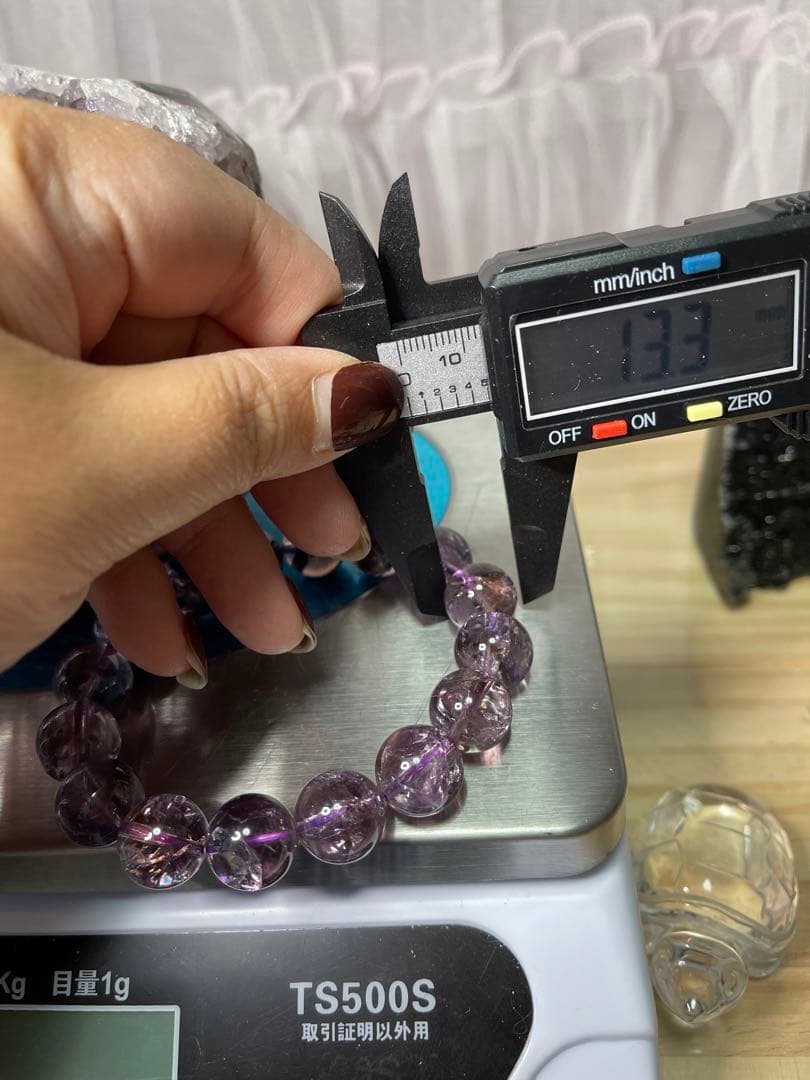 綺麗　天然石　アメジストクラスターと　ブレスレット13.3ミリ　2点セット