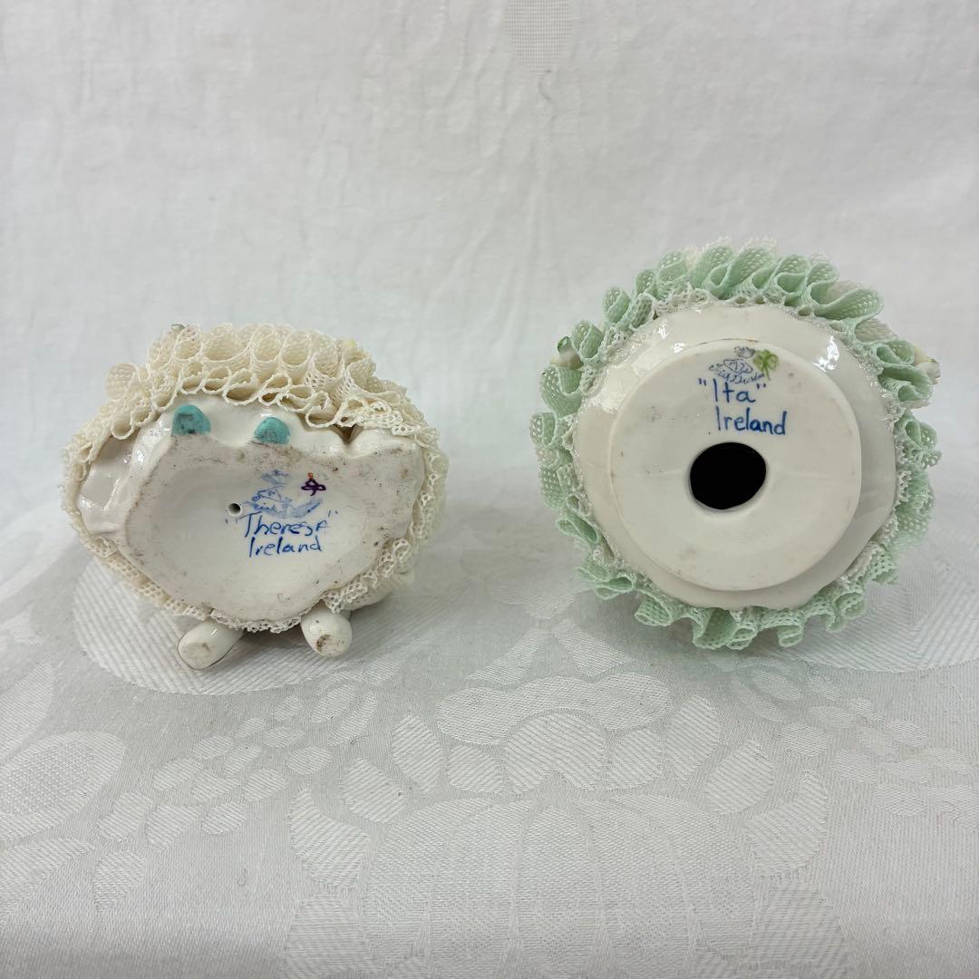 【Irish Dresden】アイリッシュドレスデン レース陶器人形2体セット①