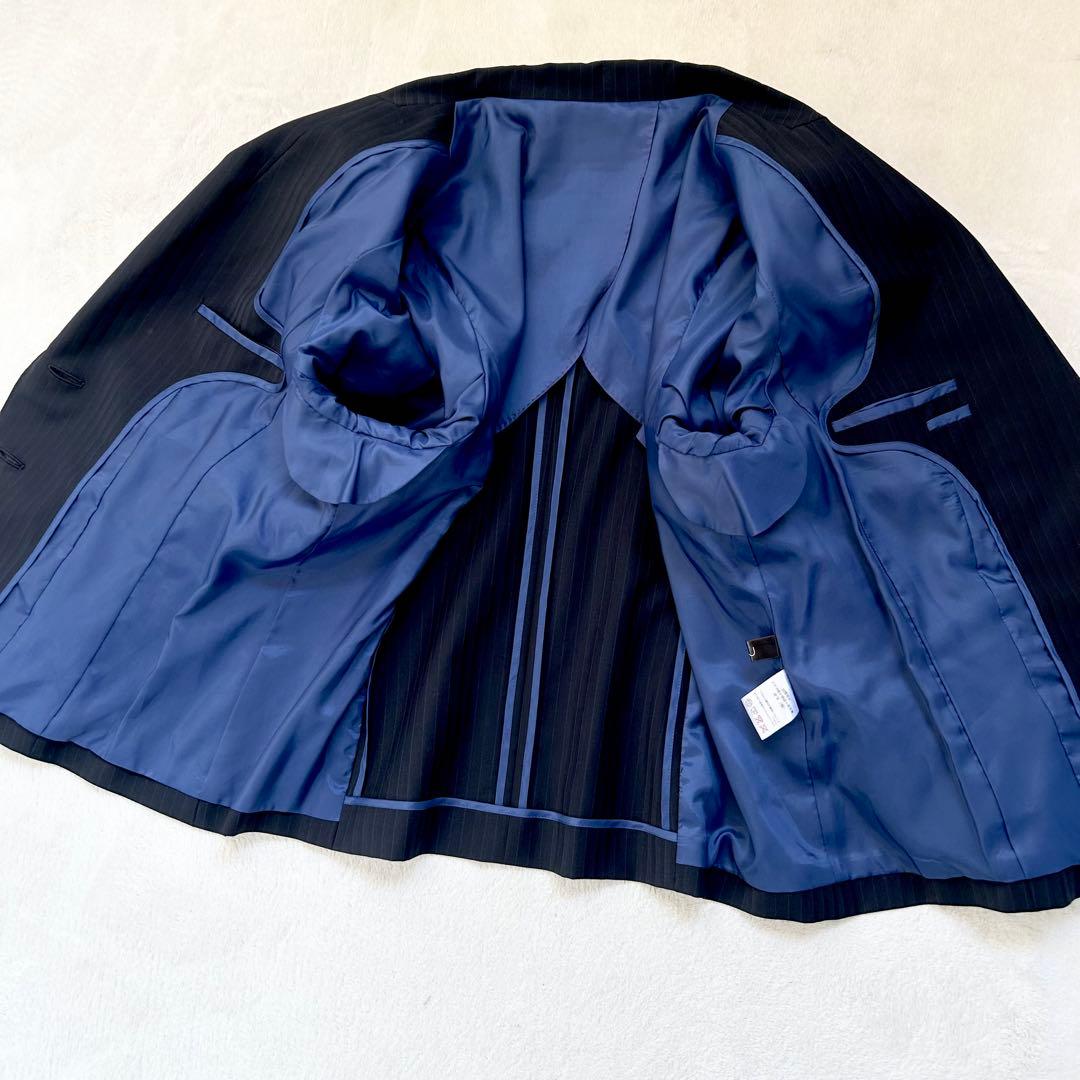美品⭐️RU丸井、スーツ上下、濃紺色ストライブ柄、大きなサイズ21号(6L)w85