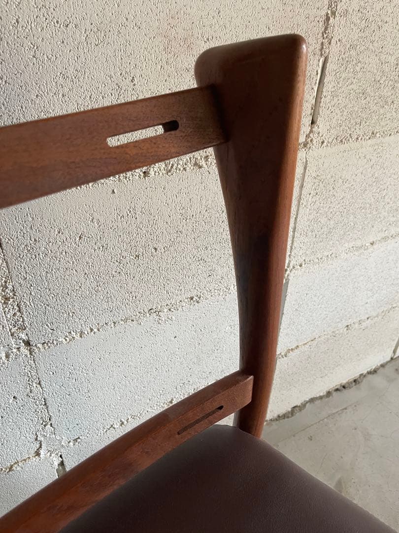 日田工芸　アームレスチェア　ダイニングチェア　ジャパンビンテージ　チーク無垢材